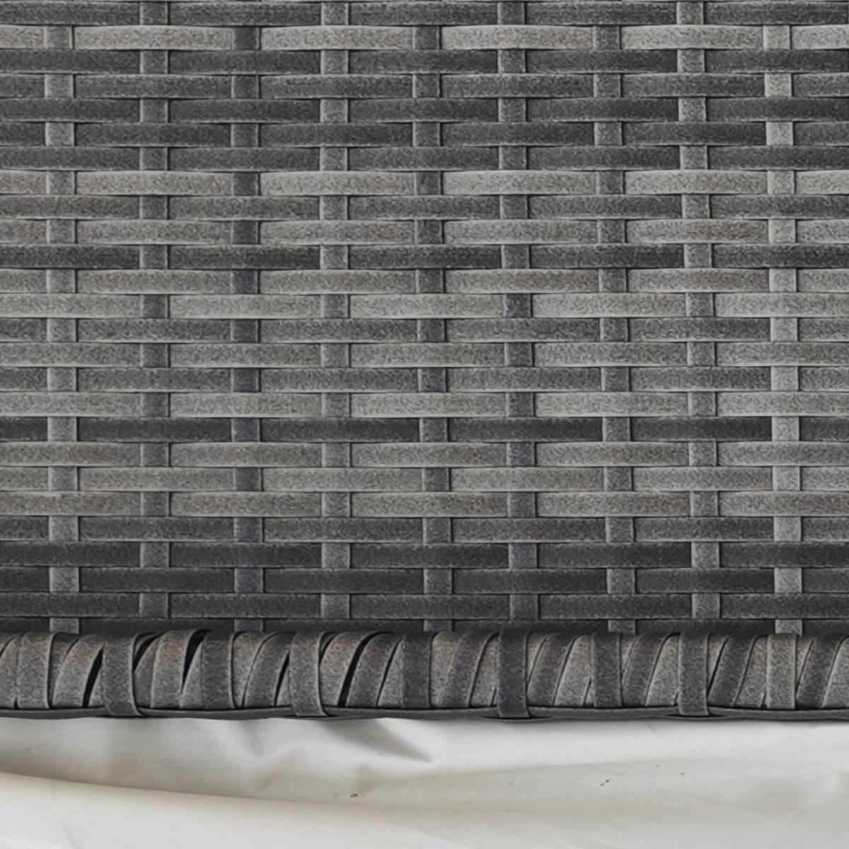 Halfronde grijze polyrattan tuinbalkontafel, 100x50x74 cm