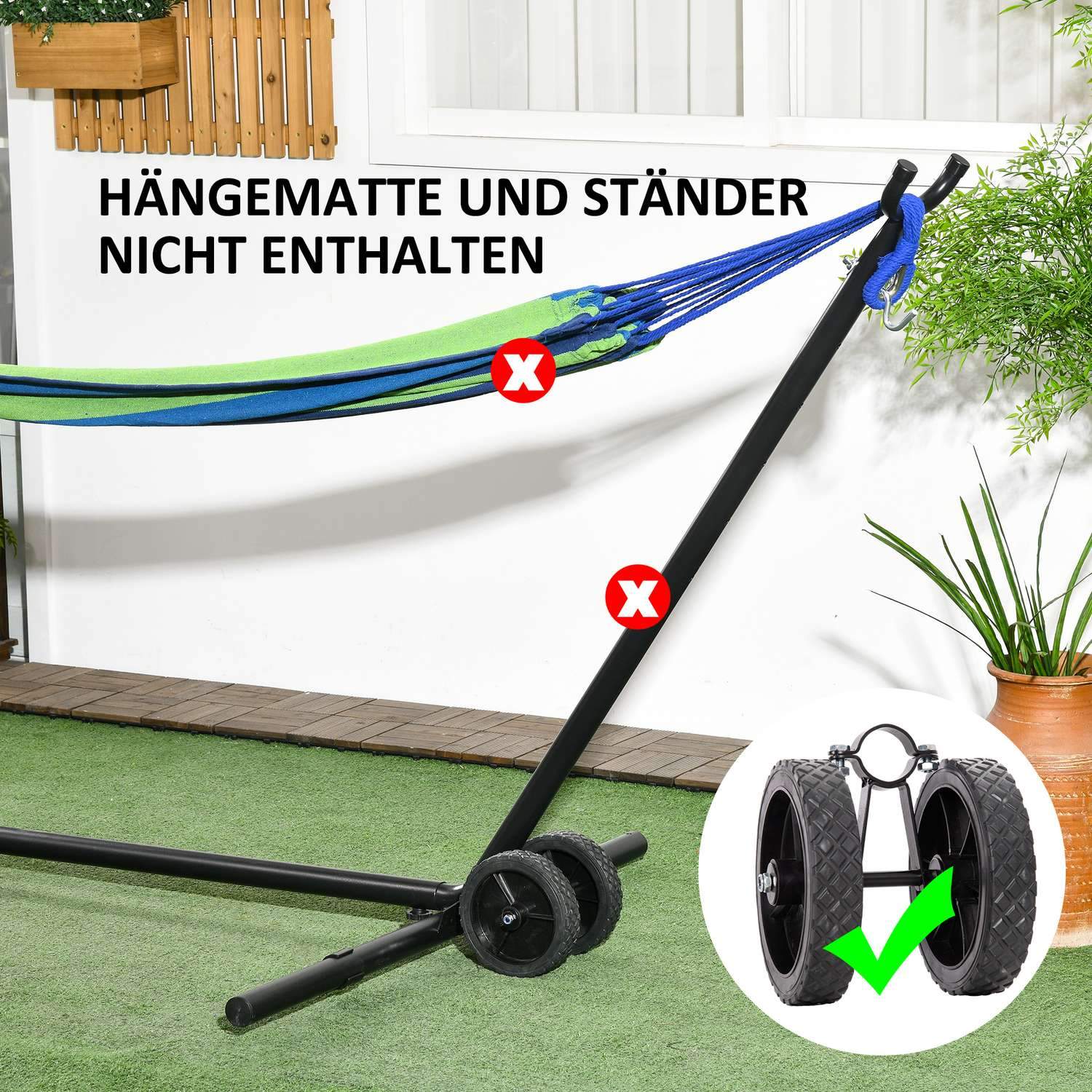 Hammock Wheel Kit Väderbeständig Bärbar Universal Hängmatta Stativ Hjul 20 X 18 X 18 Cm Svart