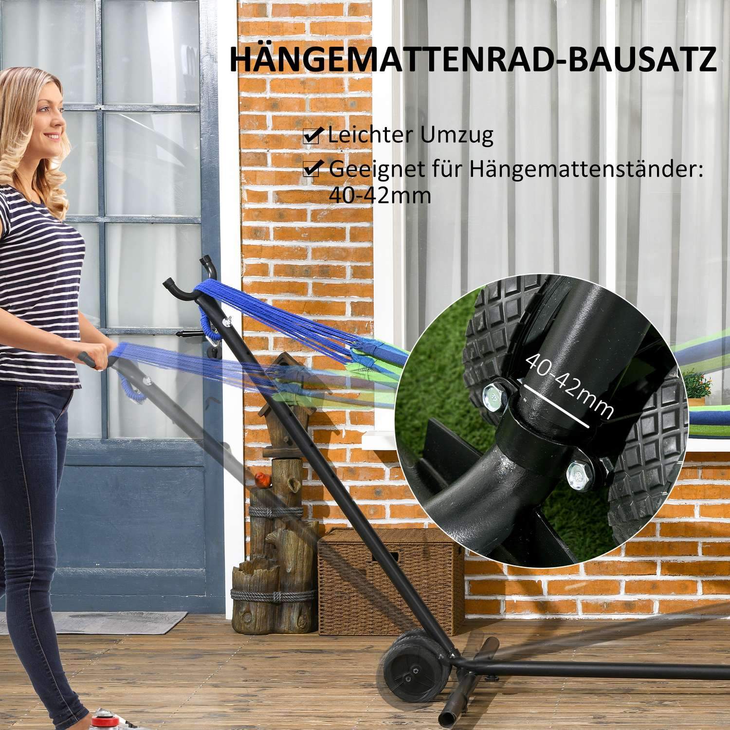 Hammock Wheel Kit Väderbeständig Bärbar Universal Hängmatta Stativ Hjul 20 X 18 X 18 Cm Svart