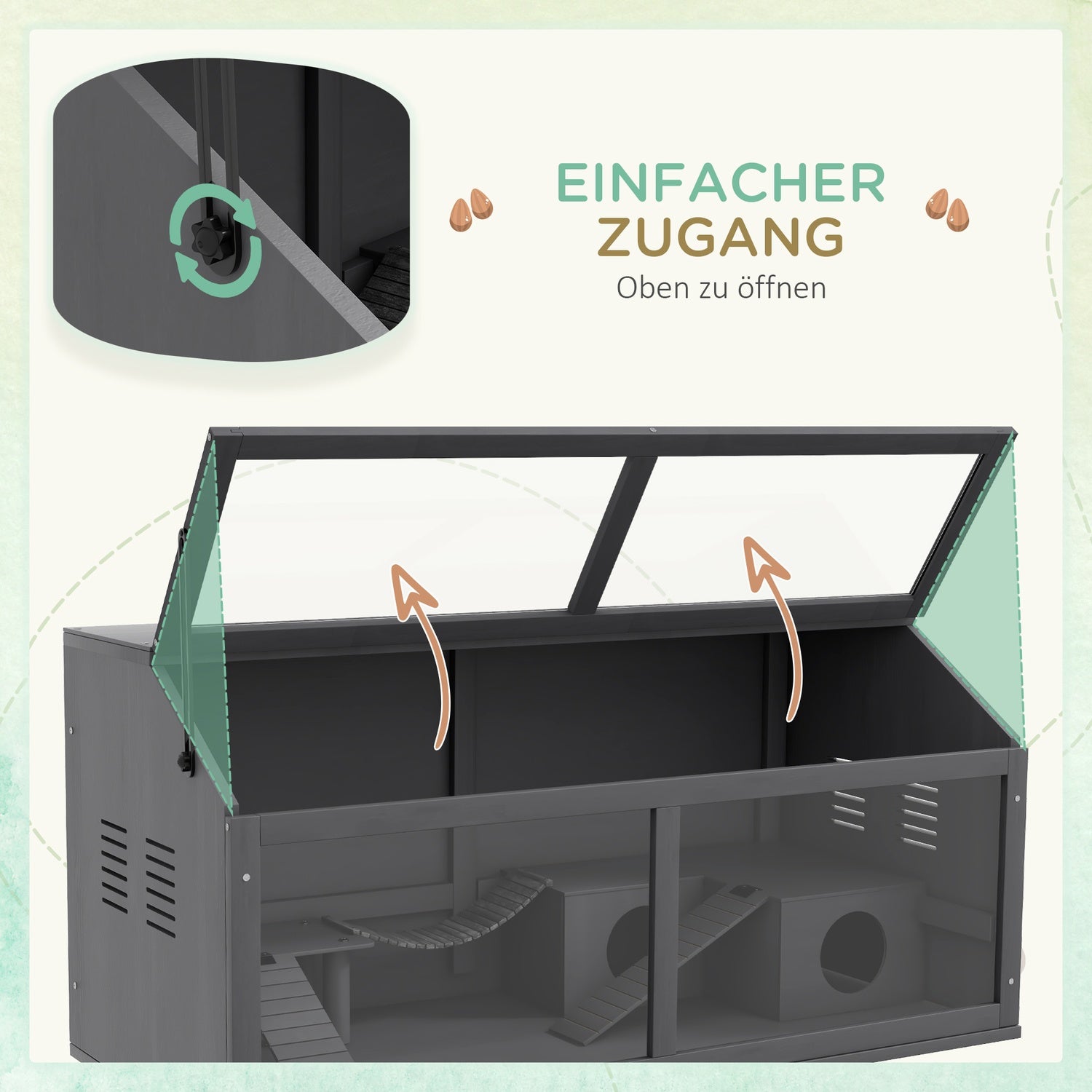 Hamsterbur i trä, 100cm med bro och stege