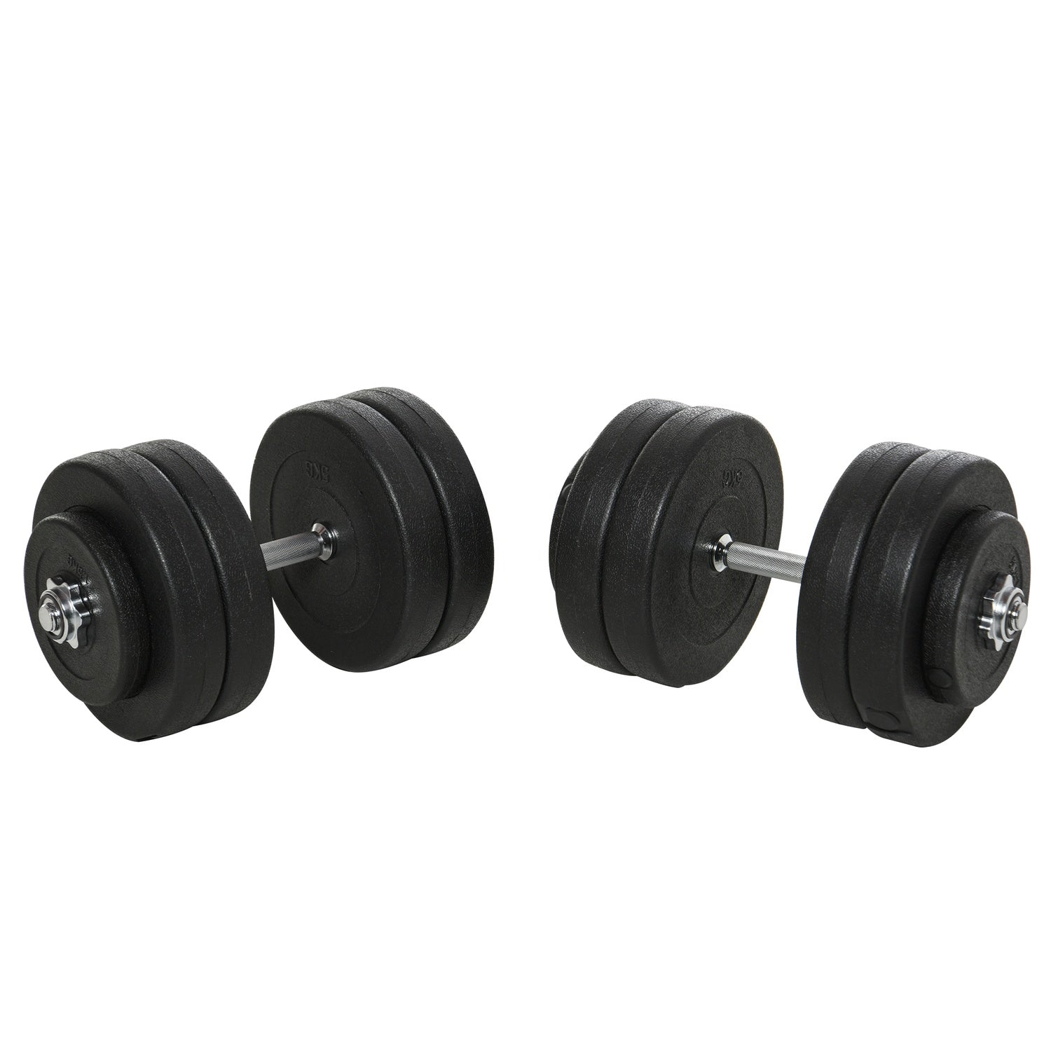 50 kg Hantelset, justerbara stålvikter, svart