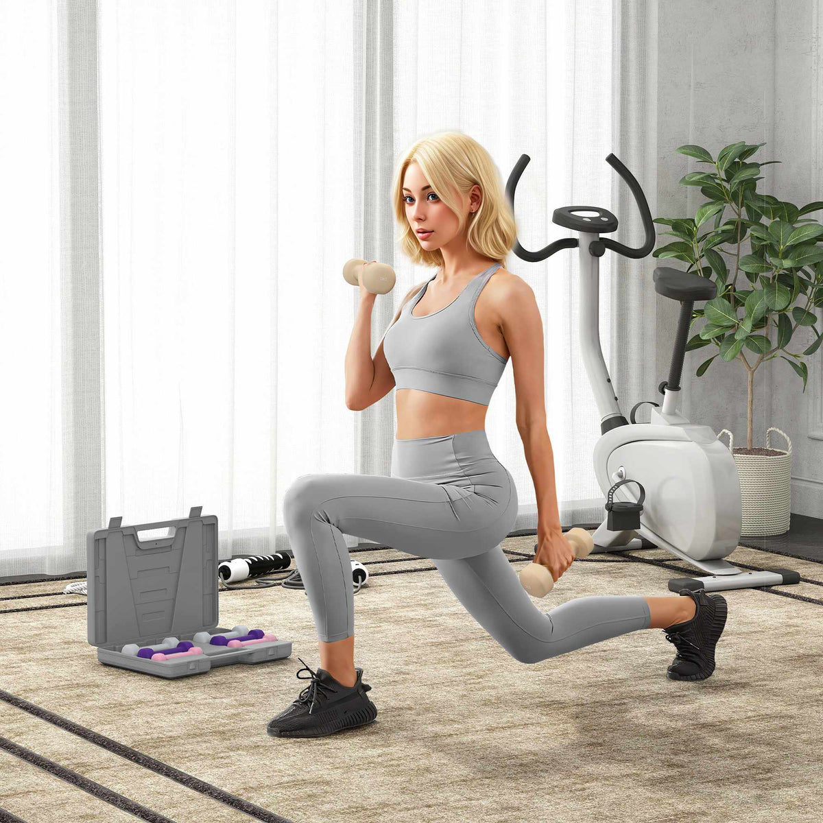 Hantelset med fodral – 4 par: 0,5 kg till 2 kg