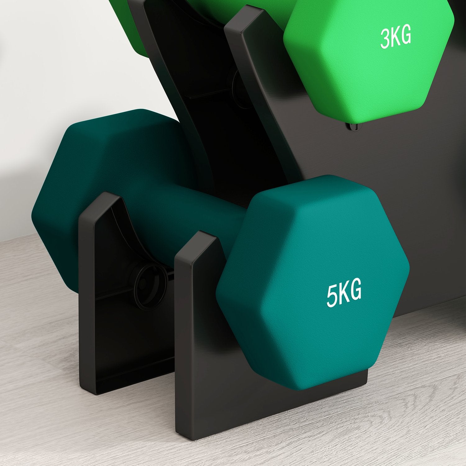 Hantelset med stativ – 6 par: 1 kg, 3 kg, 5 kg