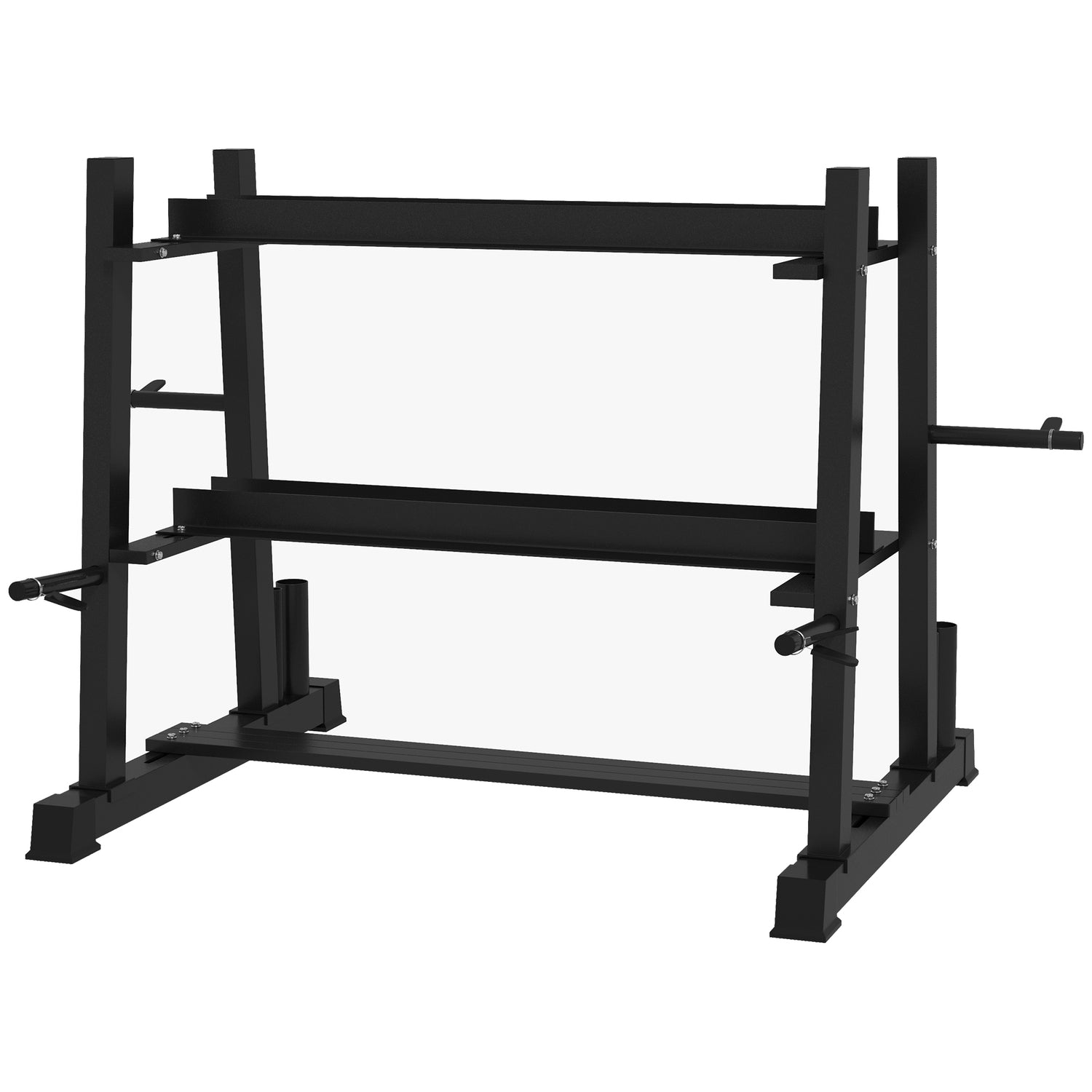Hantelställ, 3 nivåer, rymmer 200 kg, svart stål
