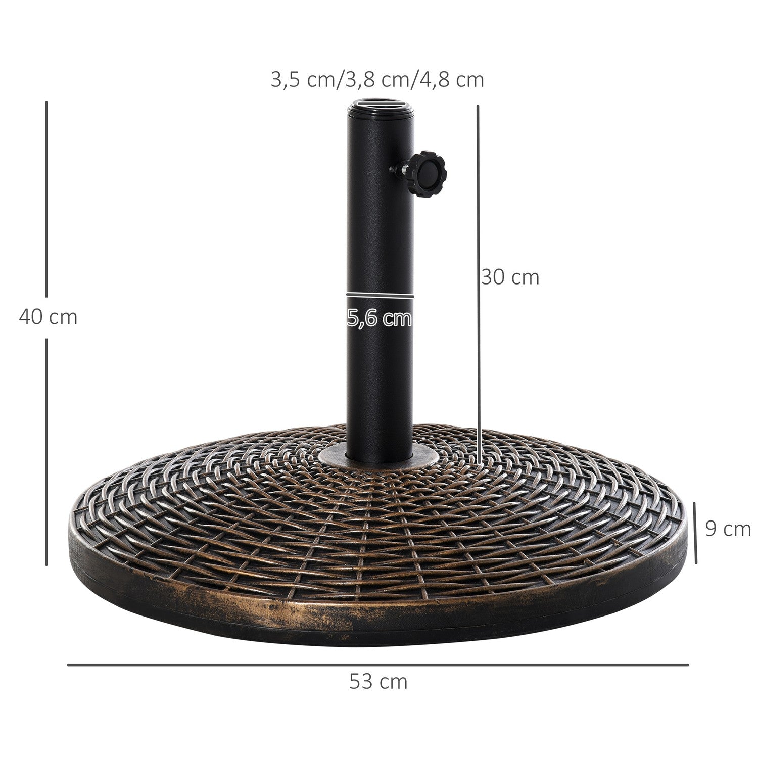 Heavy-Duty 25 Kg Rattan Look Parasoll Base, Ø53 X 40 Cm