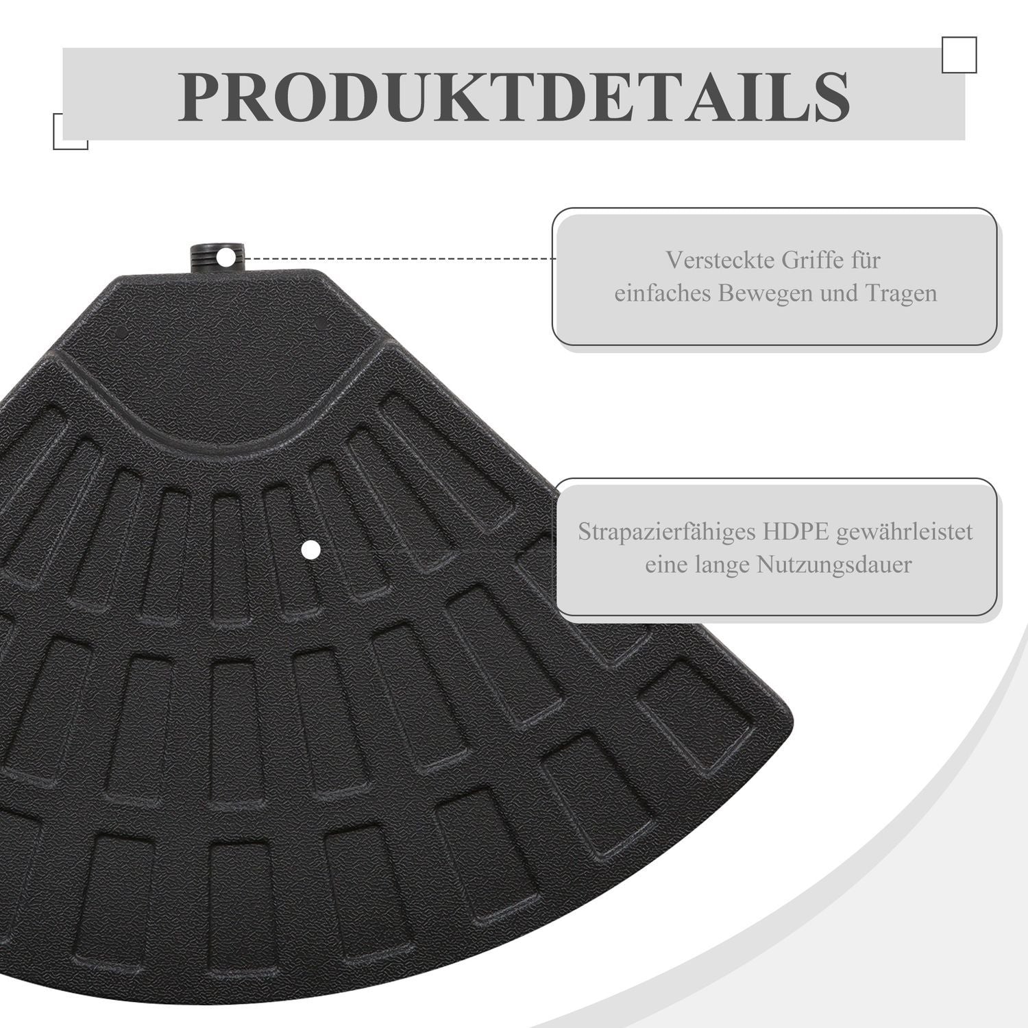 Paraplyvikt, För Parasoll, Med 52 Kg Vatten/68 Kg Sand, Hdpe, Svart