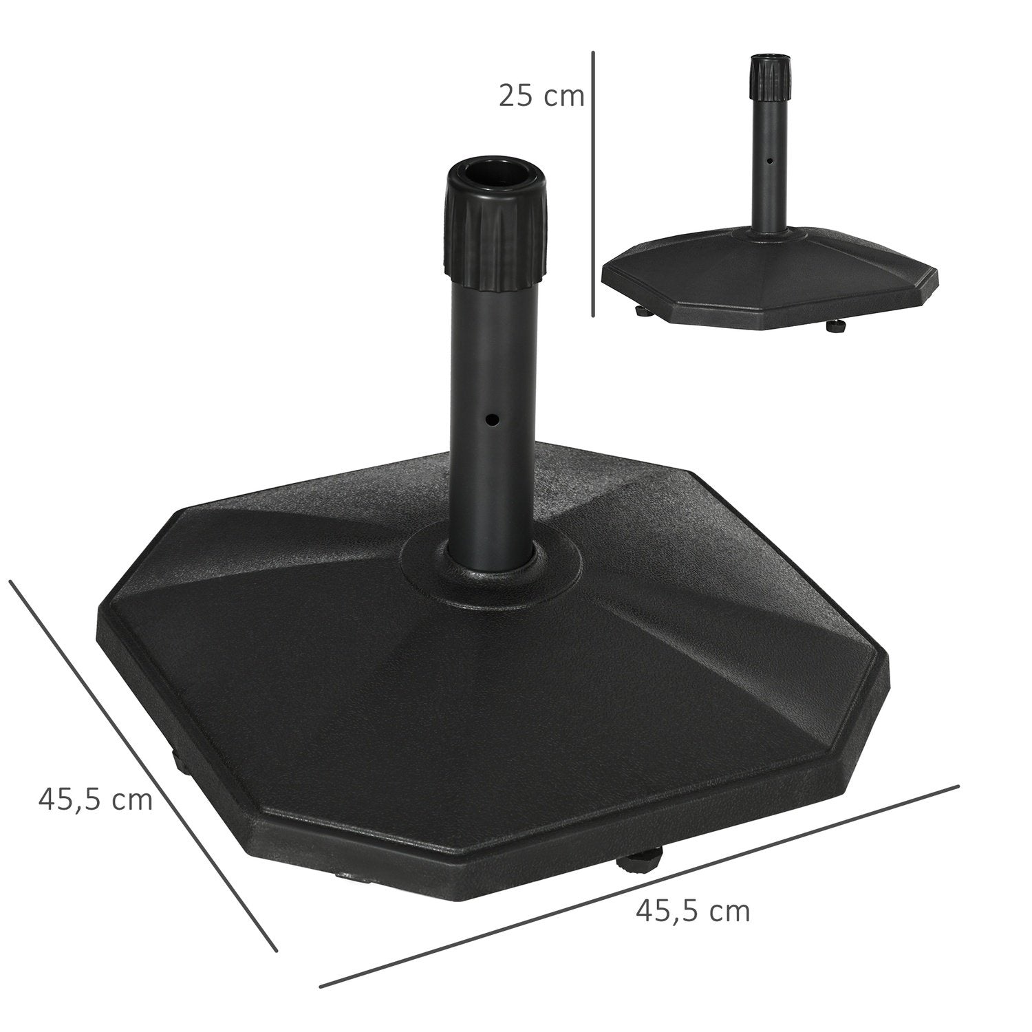 Parasollställ 22Kg Stabil Paraplybas För Ø32/34/38Mm Stolpar, Cementfyllning, Perfekt För Trädgård, Svart, Ø46X39H Cm