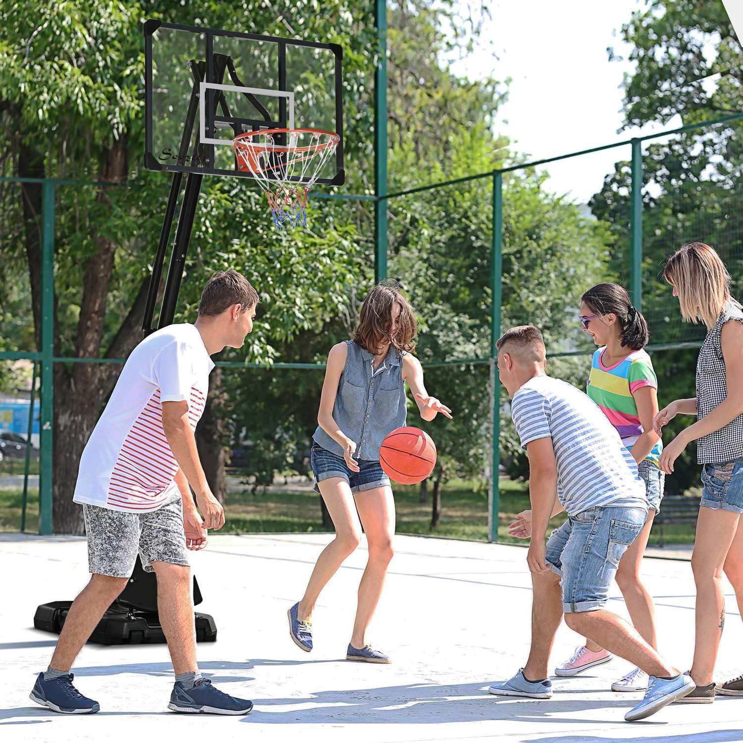 Höjdjusterbart Basketstativ 293-350 Cm Rullbart Basketstativ I Stål