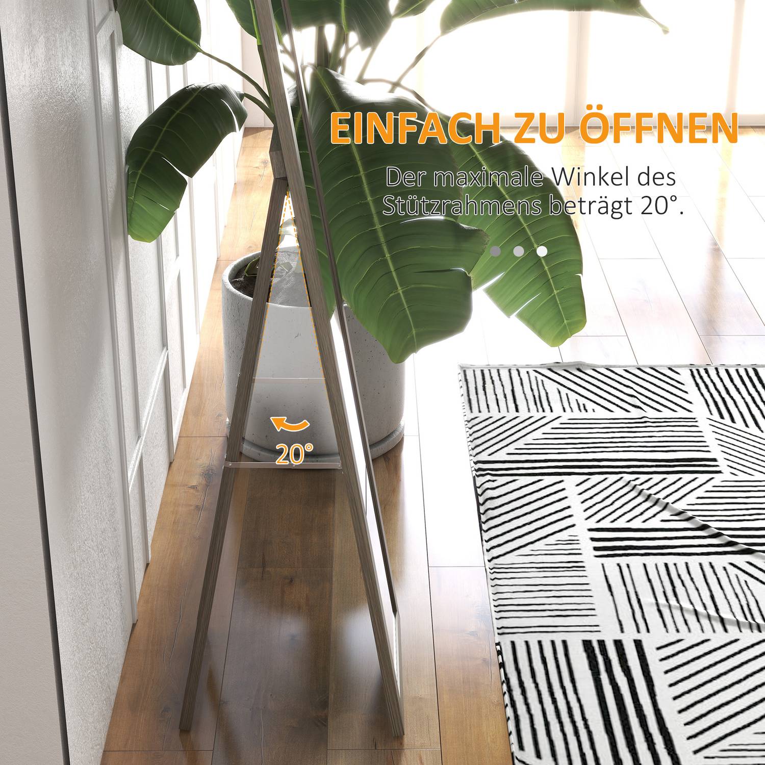 Hellängds stående spegel i aluminium, grå – sovrum & hall