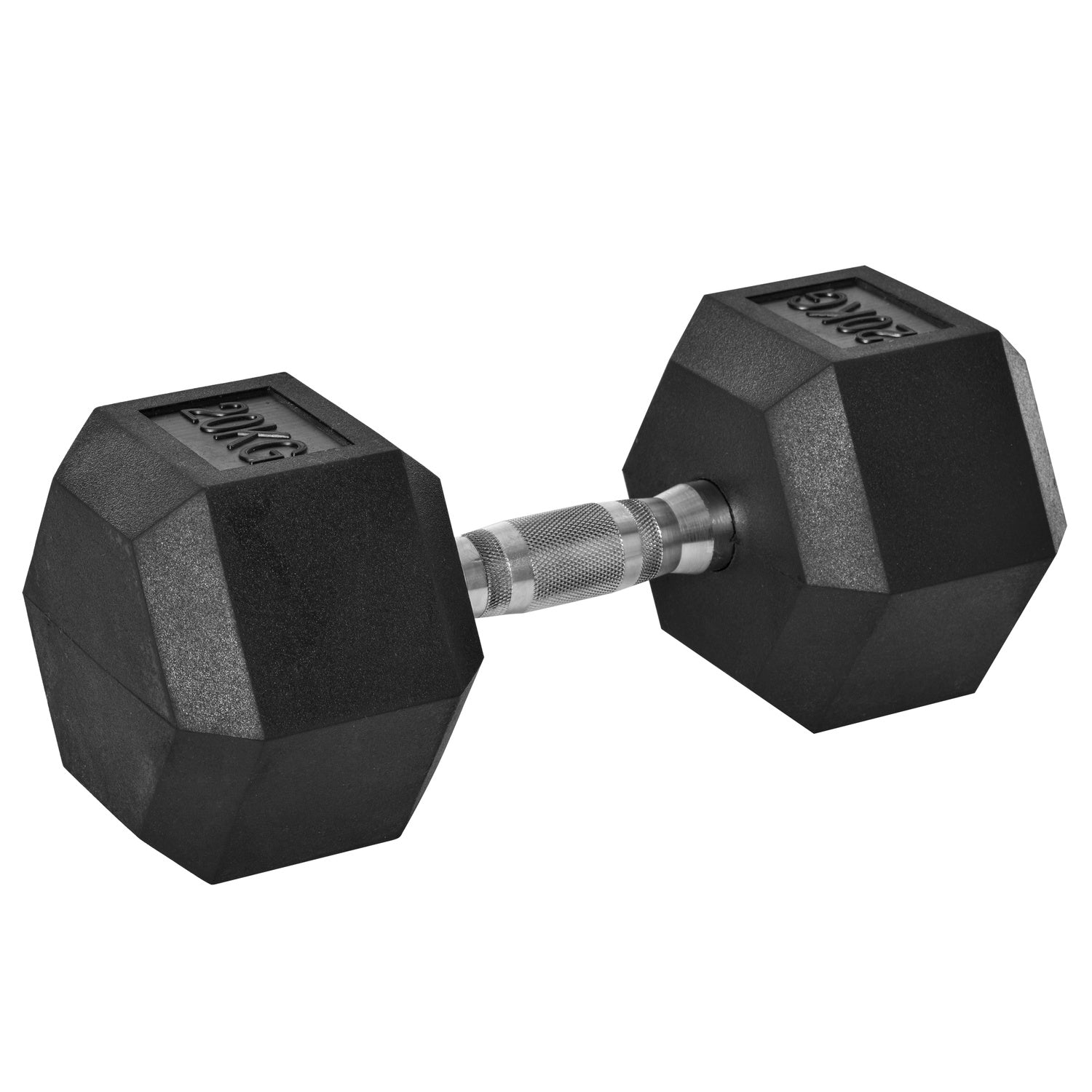 Hexagon gjutjärnshantel, 20 kg, gummibelagd, svart