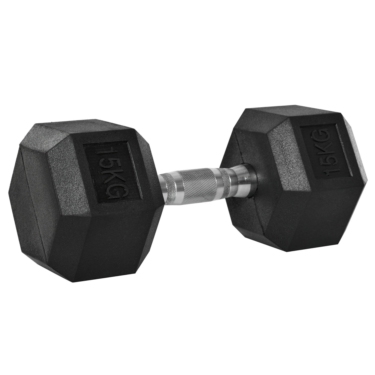 15 kg hexagon hantel, räfflade handtag, gjutjärn