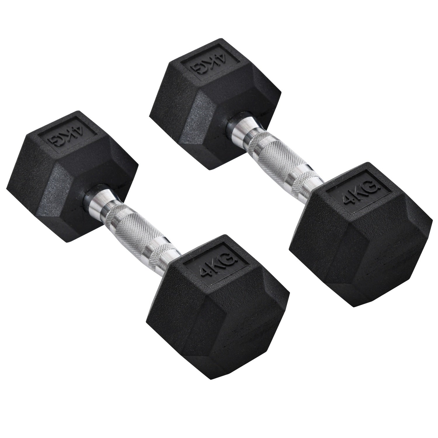 Hexagon Hantlar Set, 2x4 kg, gjutjärn, räfflade handtag