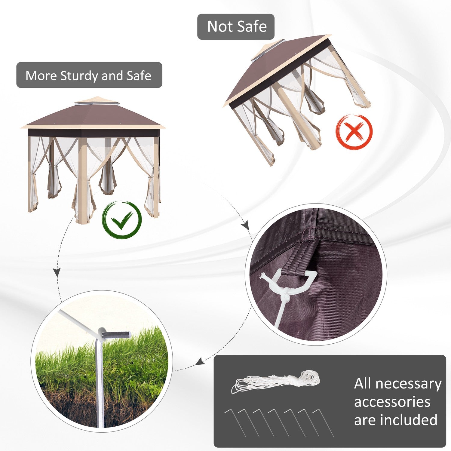 Hexagonal Pop-Up Garden Gazebo 4x4M med bärväska