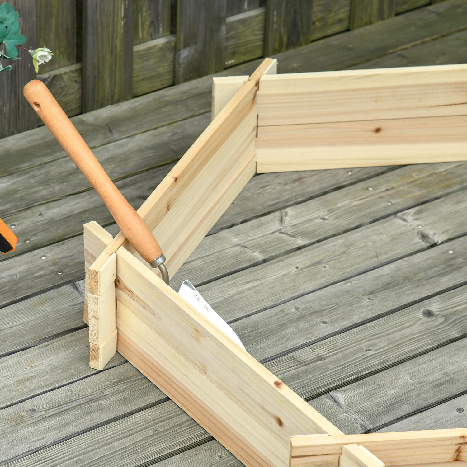 Hexagonal träupphöjd säng för trädgård eller balkong, 100x92x16 cm