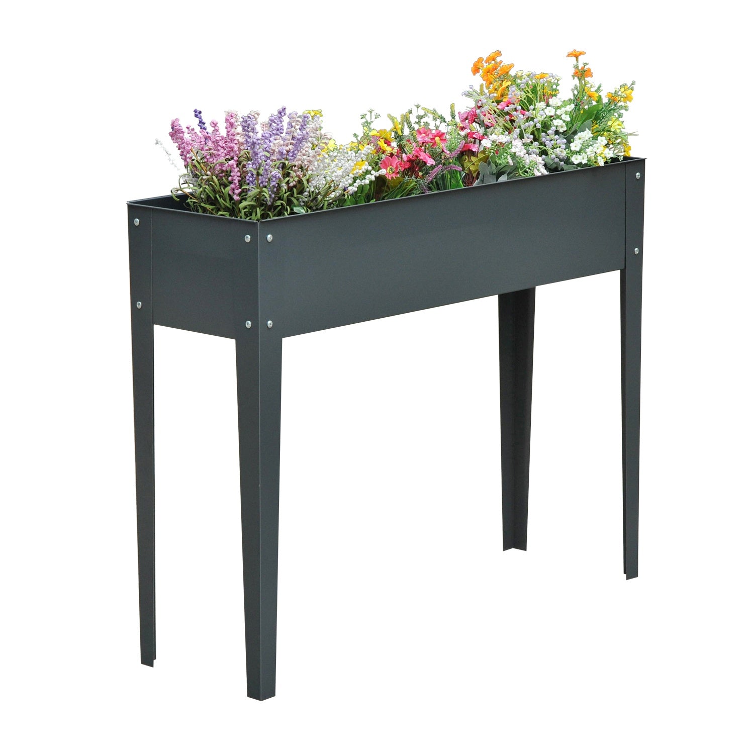 Trädgårdssäng i metall – 100x30x80 cm, med dränering