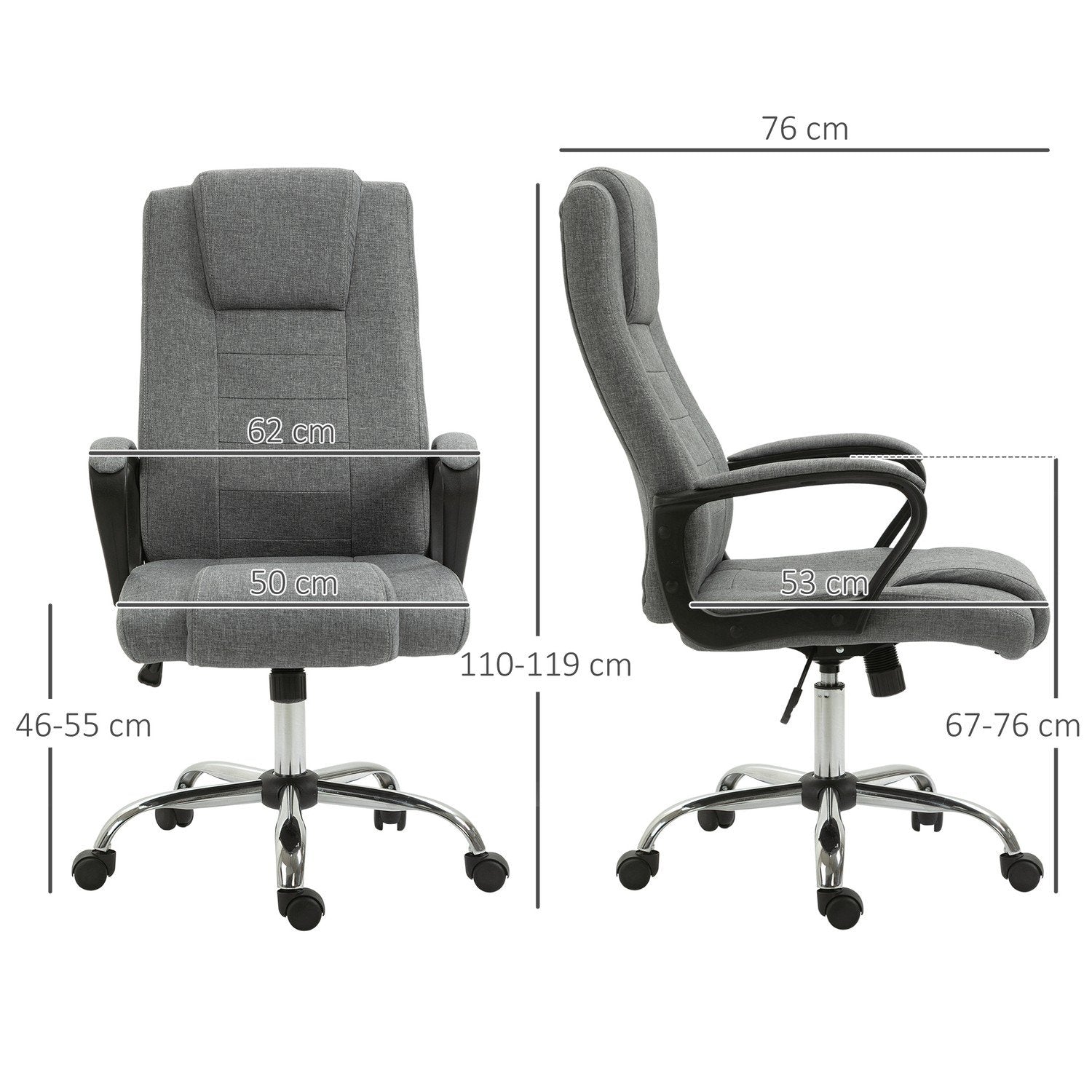 Kontorsstol Datorstol Med Vippfunktion Nackstöd Ergonomisk Skrivbordsstol Vridbar Höjdjusterbar Linne Touch 62X62X110-119 Cm