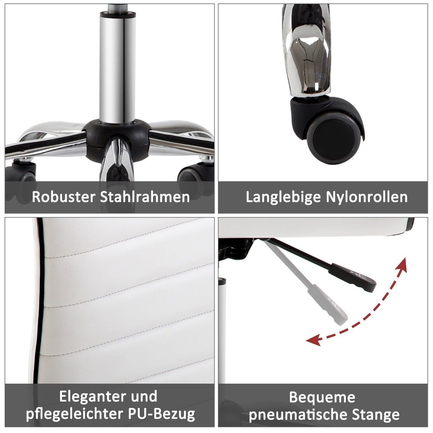 Höjdjusterbar Salong Frisörstol, Vridbar, Vit