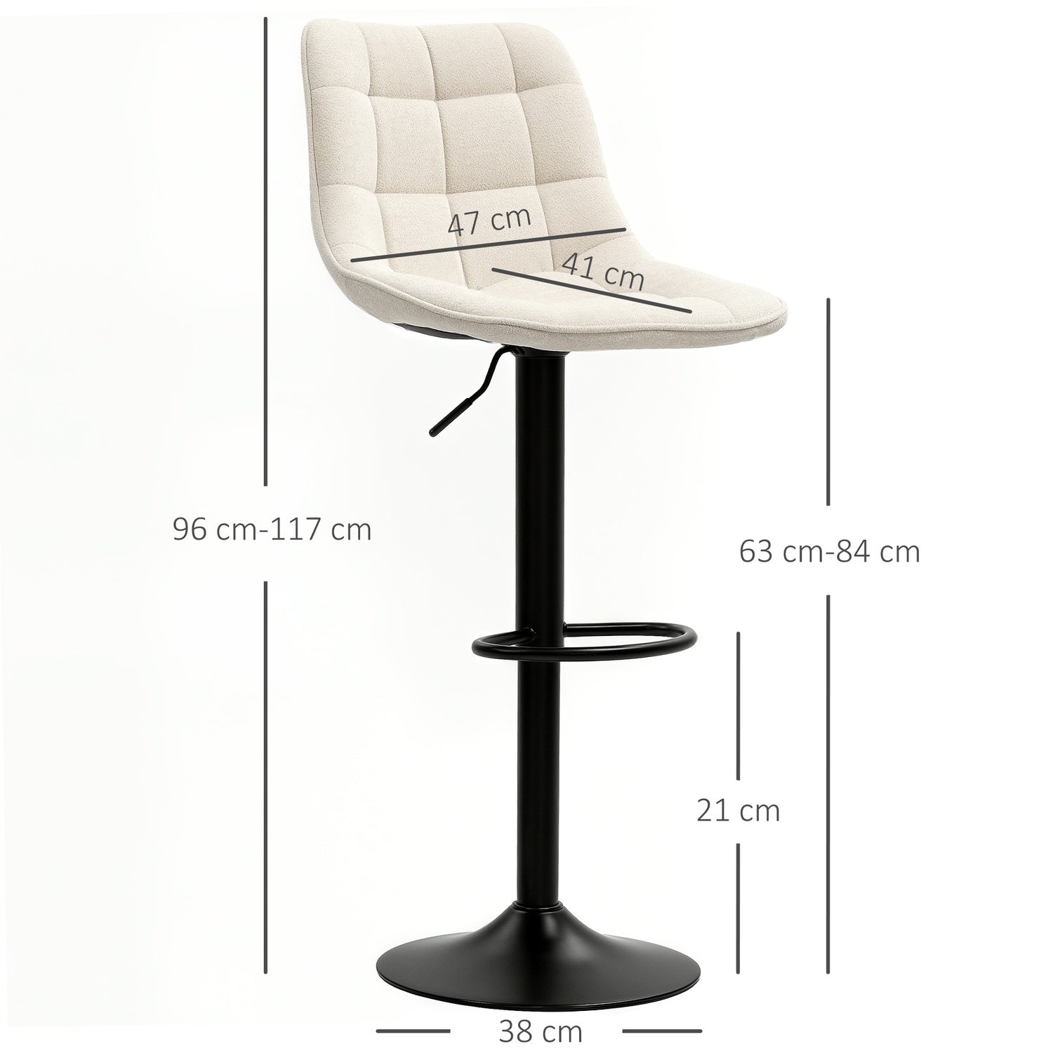 Höjdjusterbara beige barstolar, set om 2, 360° vridbar