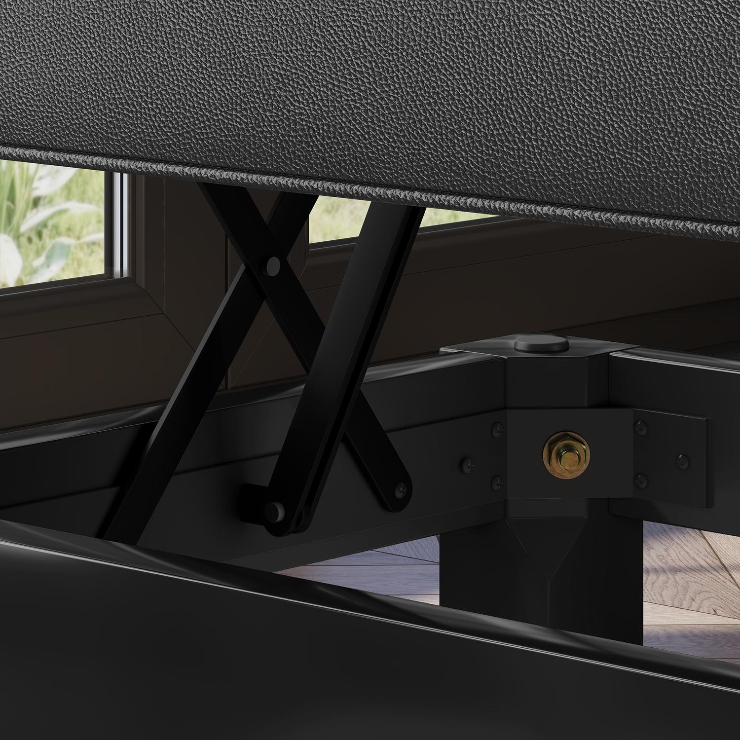 Höjdjusterbar pianobänk, förvaring, svart konstläder