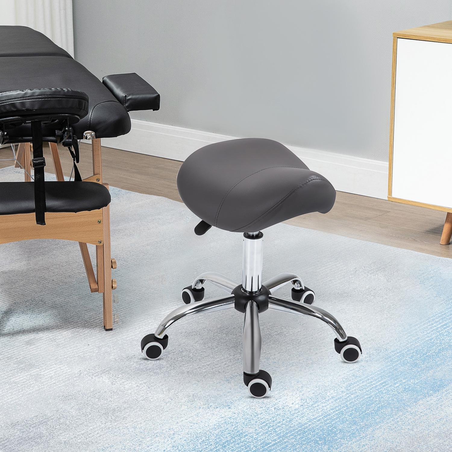 Höjdjusterbar rullande arbetspall, grå konstläder