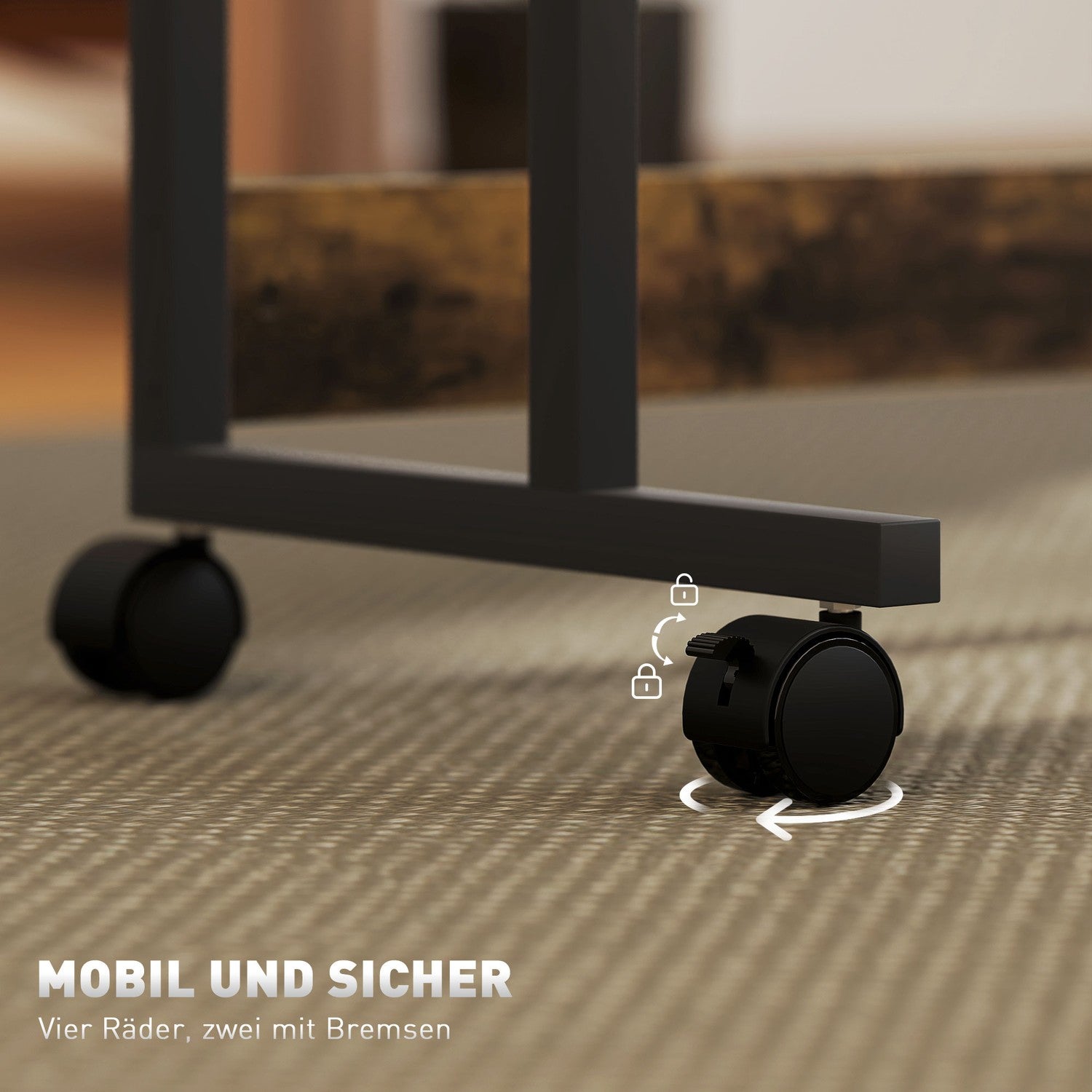 Höjdjusterbart datorbord, 92x40 cm, Rustikbrun