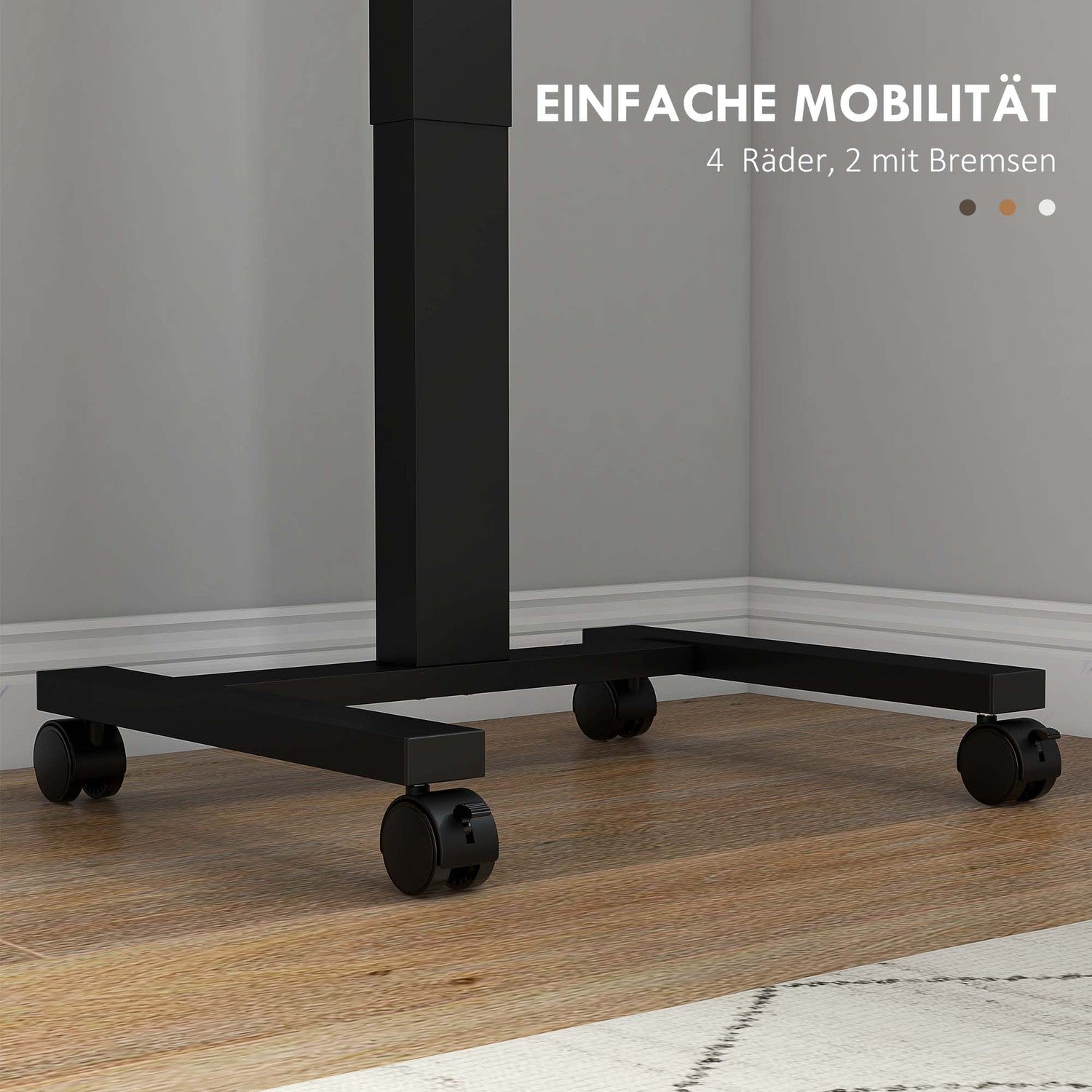 Höjdjusterbar bärbar dator, rustik brun, hjul och broms