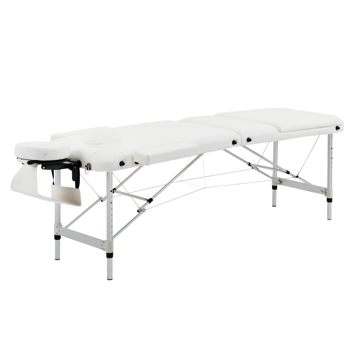 Höjdjusterbart massagebord med kudde, vit 215x60 cm