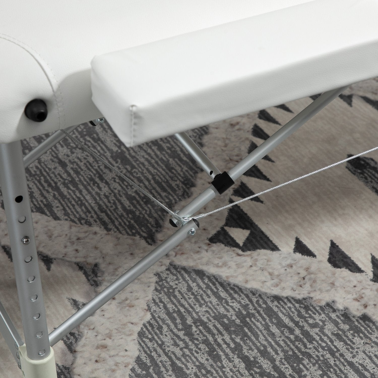 Höjdjusterbart massagebord med kudde, vit 215x60 cm