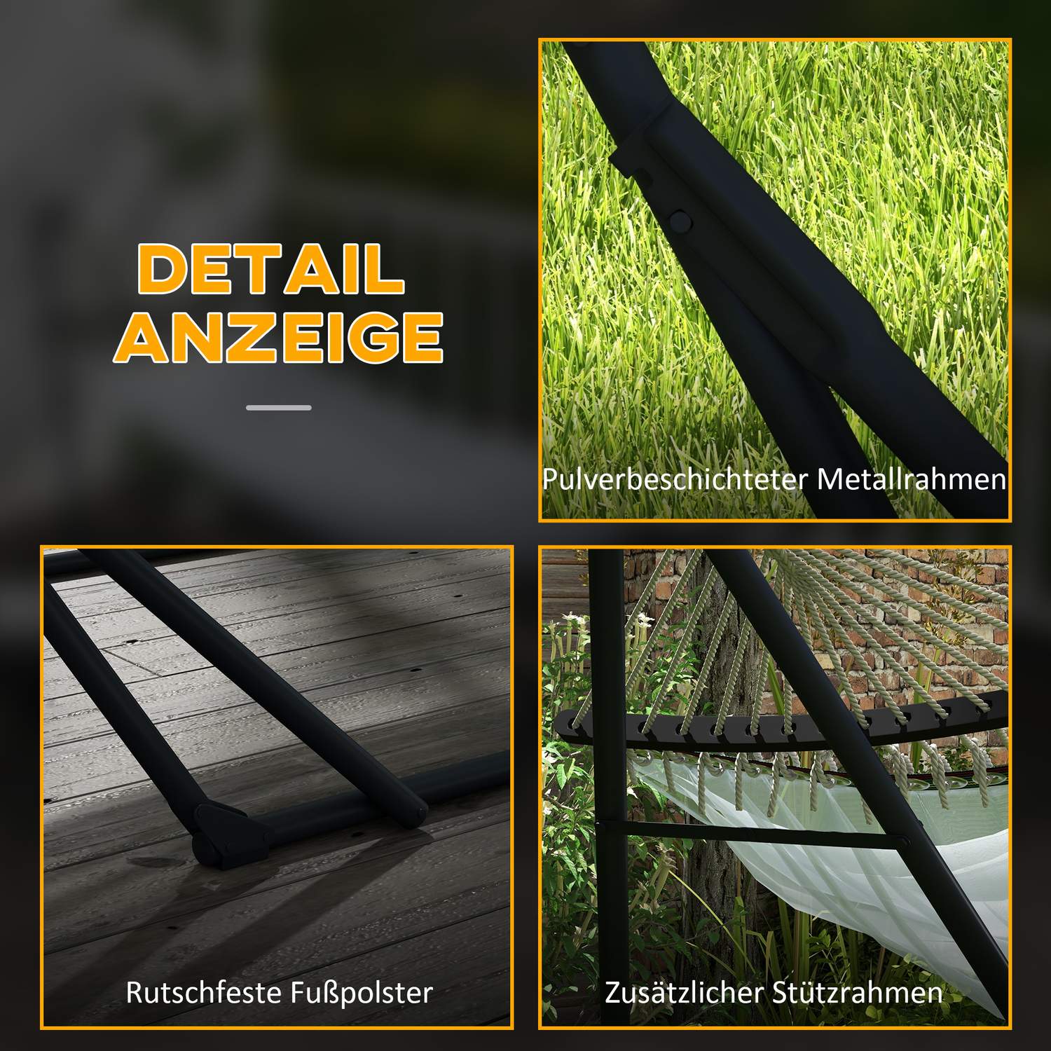 Hängmattor av stål med hängmatta, kapacitet 120 kg