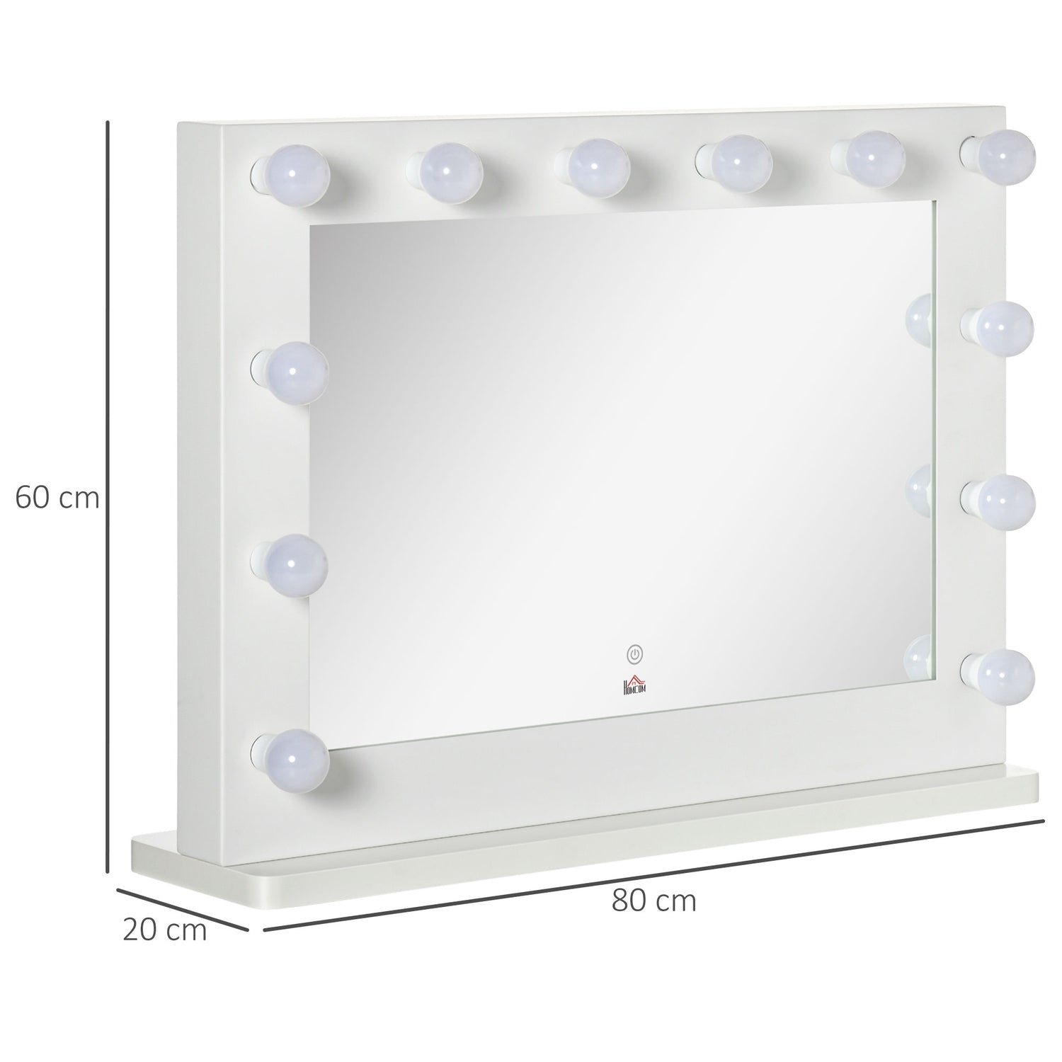 Hollywood Mirror, Dimbara LED-lampor, Touch Switch, 80x60 cm