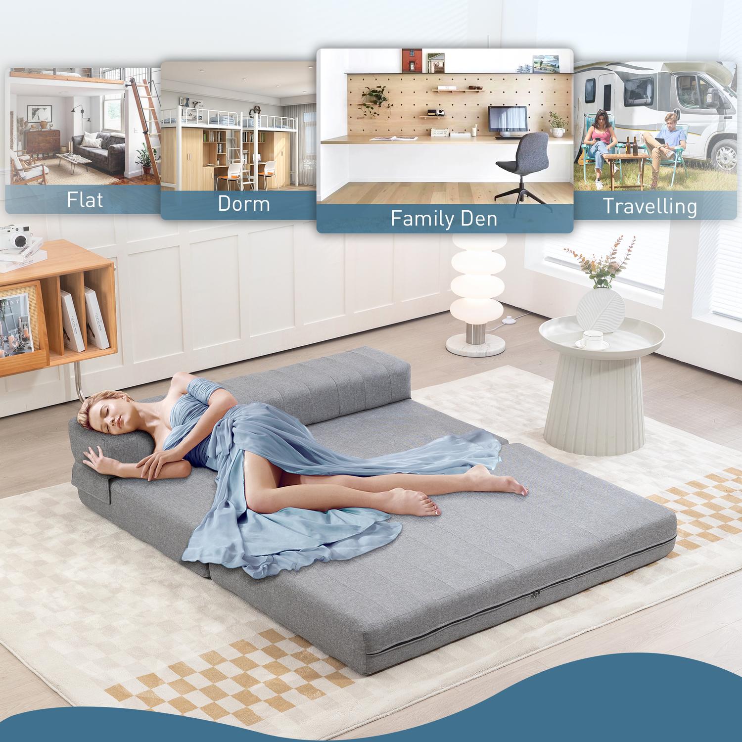 Hopfällbar 2-i-1 bäddsoffa, Linne Leta efter vardagsrum