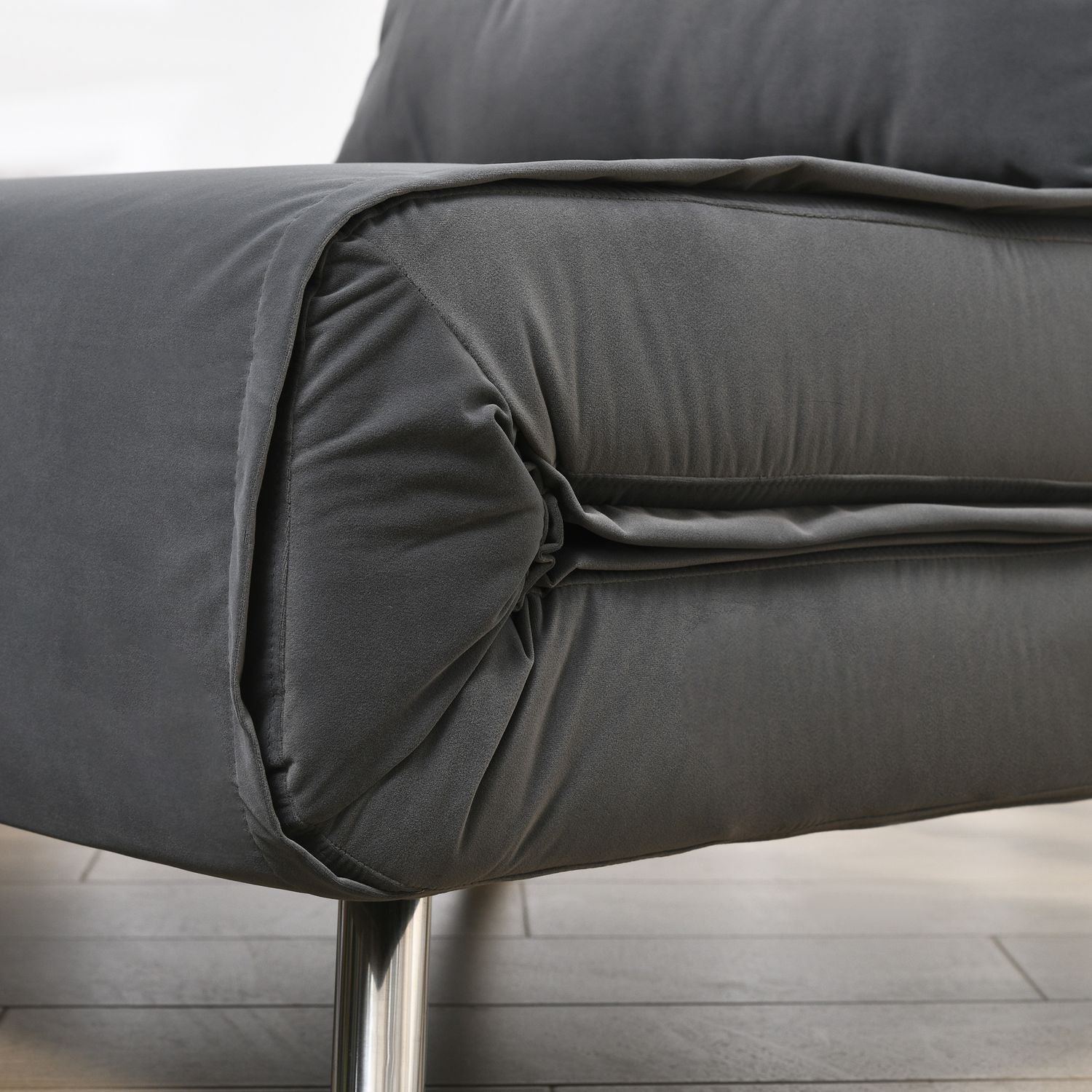 Hopfällbar Sammetssoffa Stolsäng – Mörkgrå kudde, 77x88x83 cm