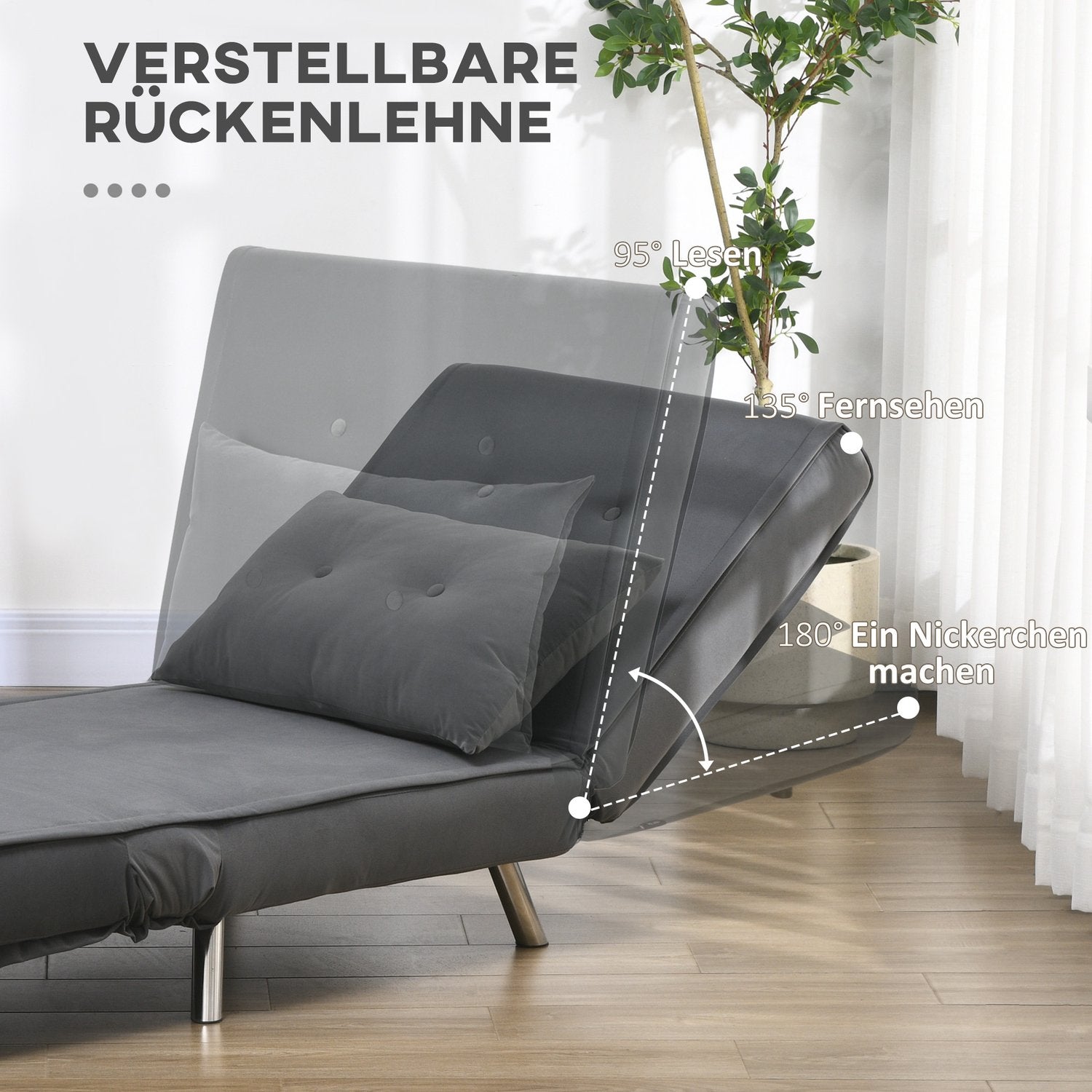 Hopfällbar Sammetssoffa Stolsäng – Mörkgrå kudde, 77x88x83 cm