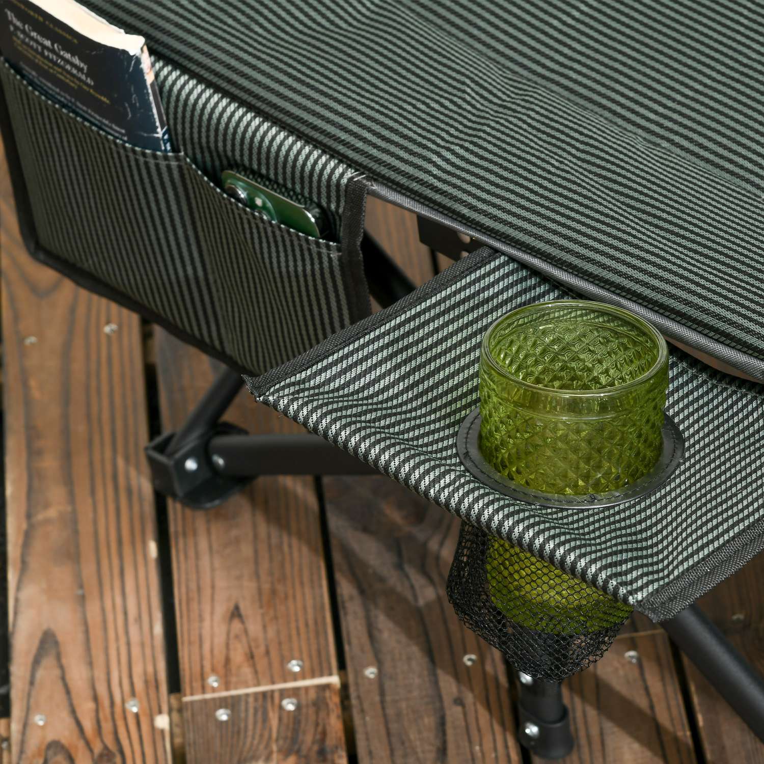 Hopfällbar campingsäng med väska, grå, stöder 120 kg