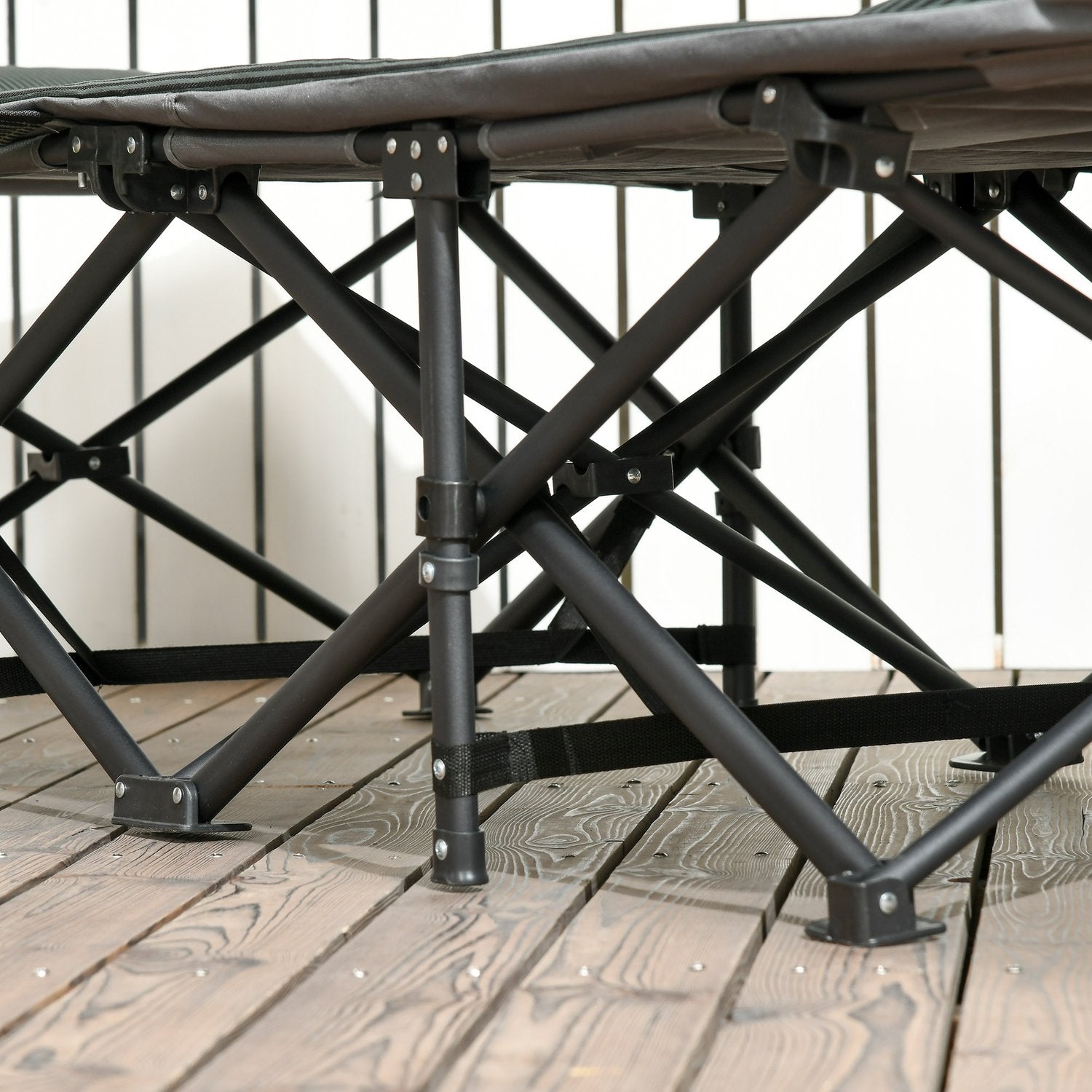 Hopfällbar campingsäng med väska, grå, stöder 120 kg