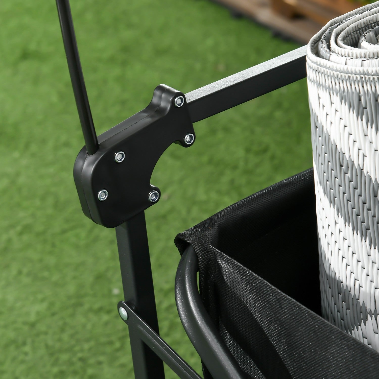 Hopfällbar handkärra med solskydd, 110 kg last, svart