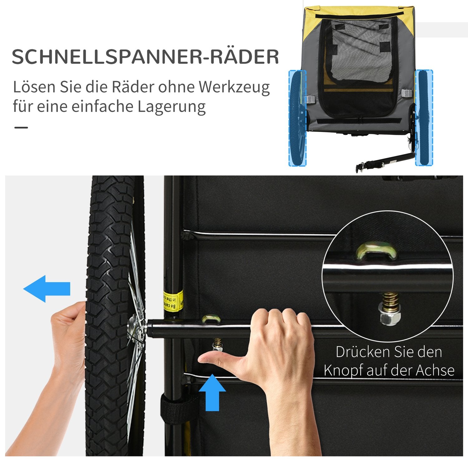 Hopfällbar hundcykelvagn med nätfönster och reflexer