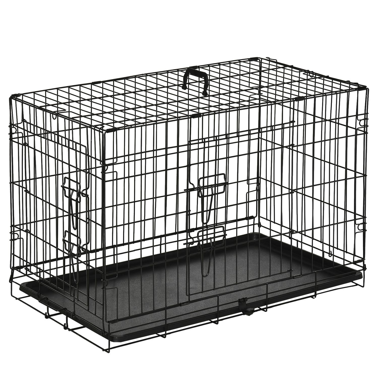 Opvouwbare hondenbench van zwart metaal – 76 x 46 x 52 cm