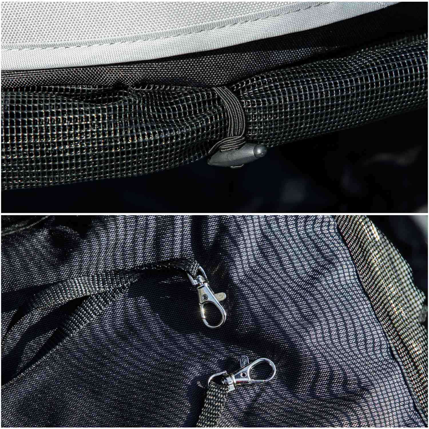 Hopfällbar husdjursvagn för hundar och katter upp till 4 kg, nät och förvaring