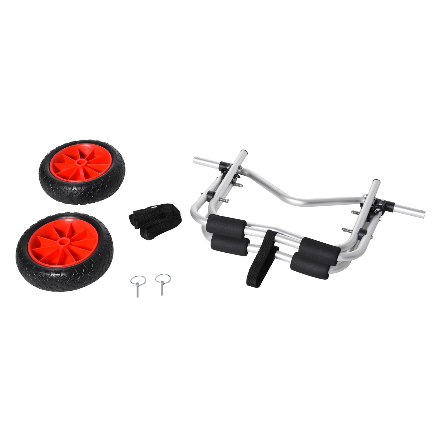 Hopfällbar kanot- och kajakvagn i aluminium med rem, PU-hjul