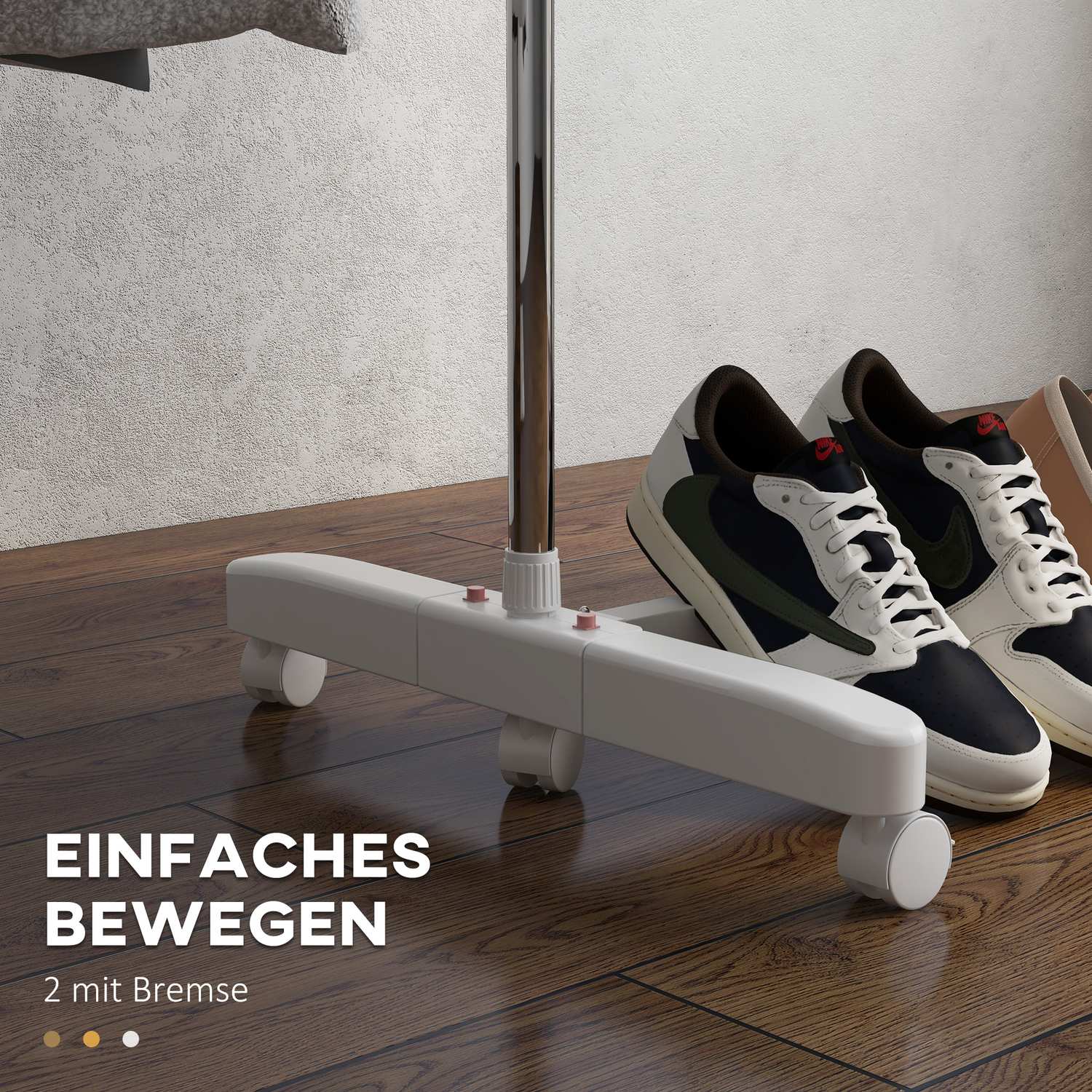 Hopfällbar mobil klädluftare, 3 nivåer, 80-142 cm Justerbar