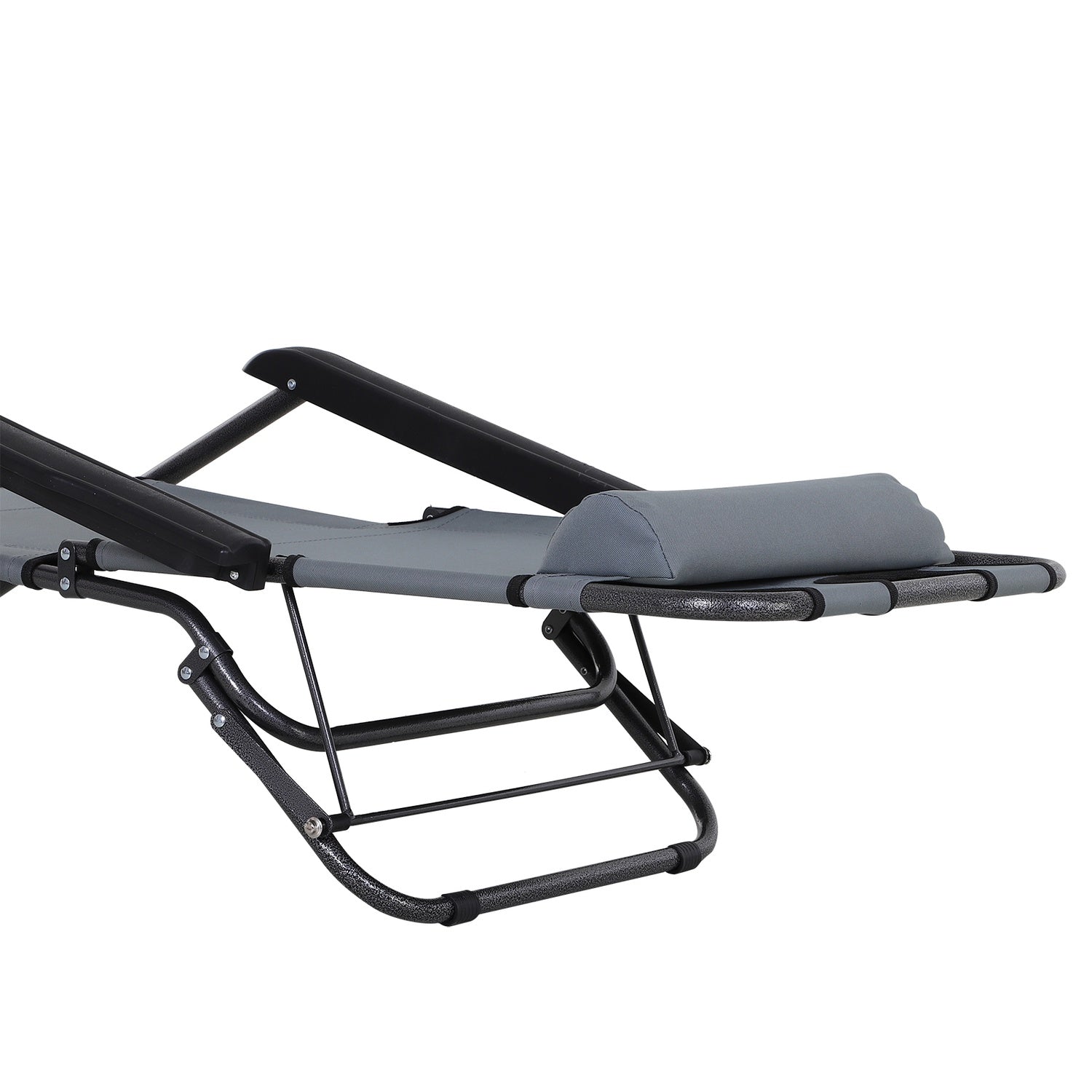 Hopfällbar solstol med kudde, metall & Oxford-tyg, grå