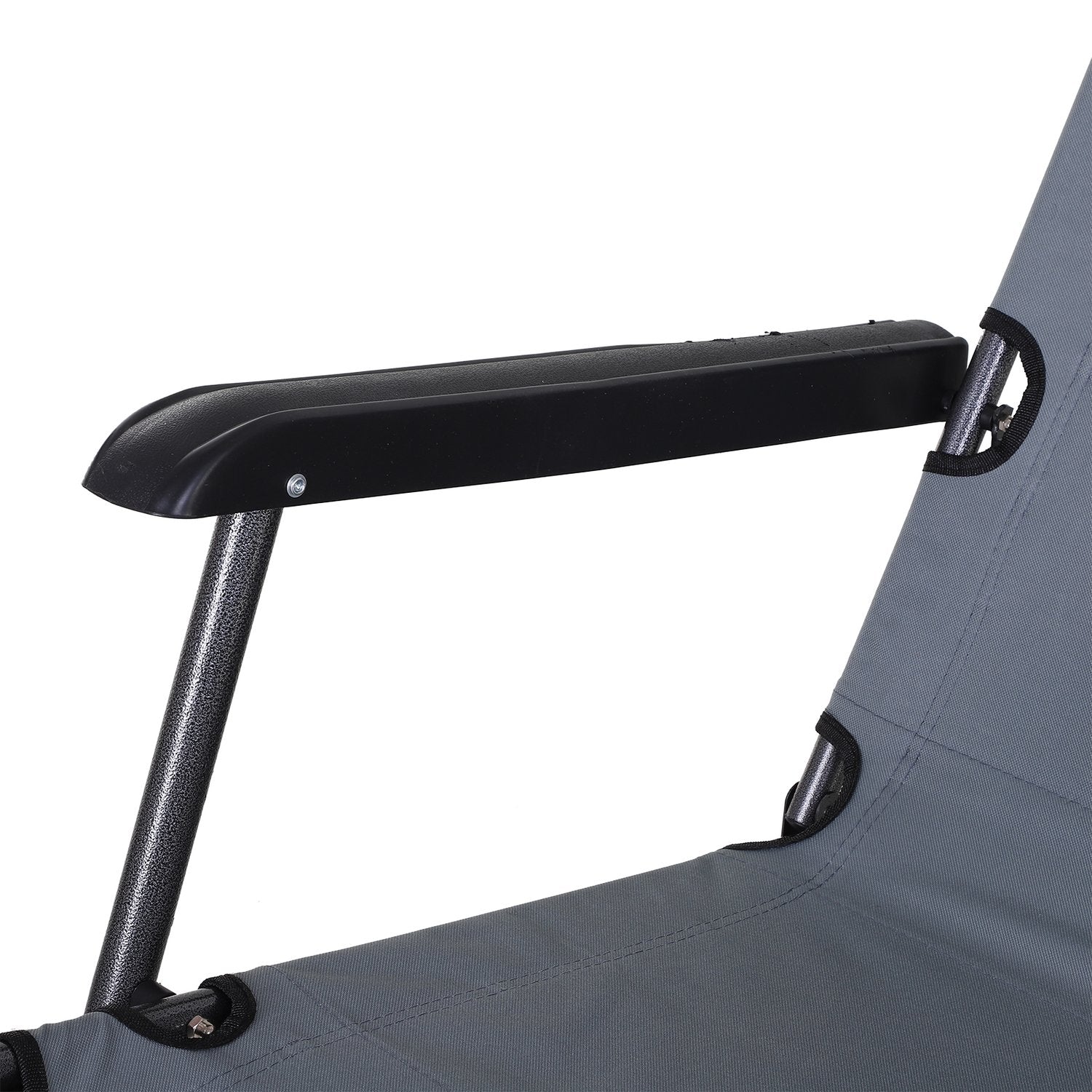 Hopfällbar solstol med kudde, metall & Oxford-tyg, grå