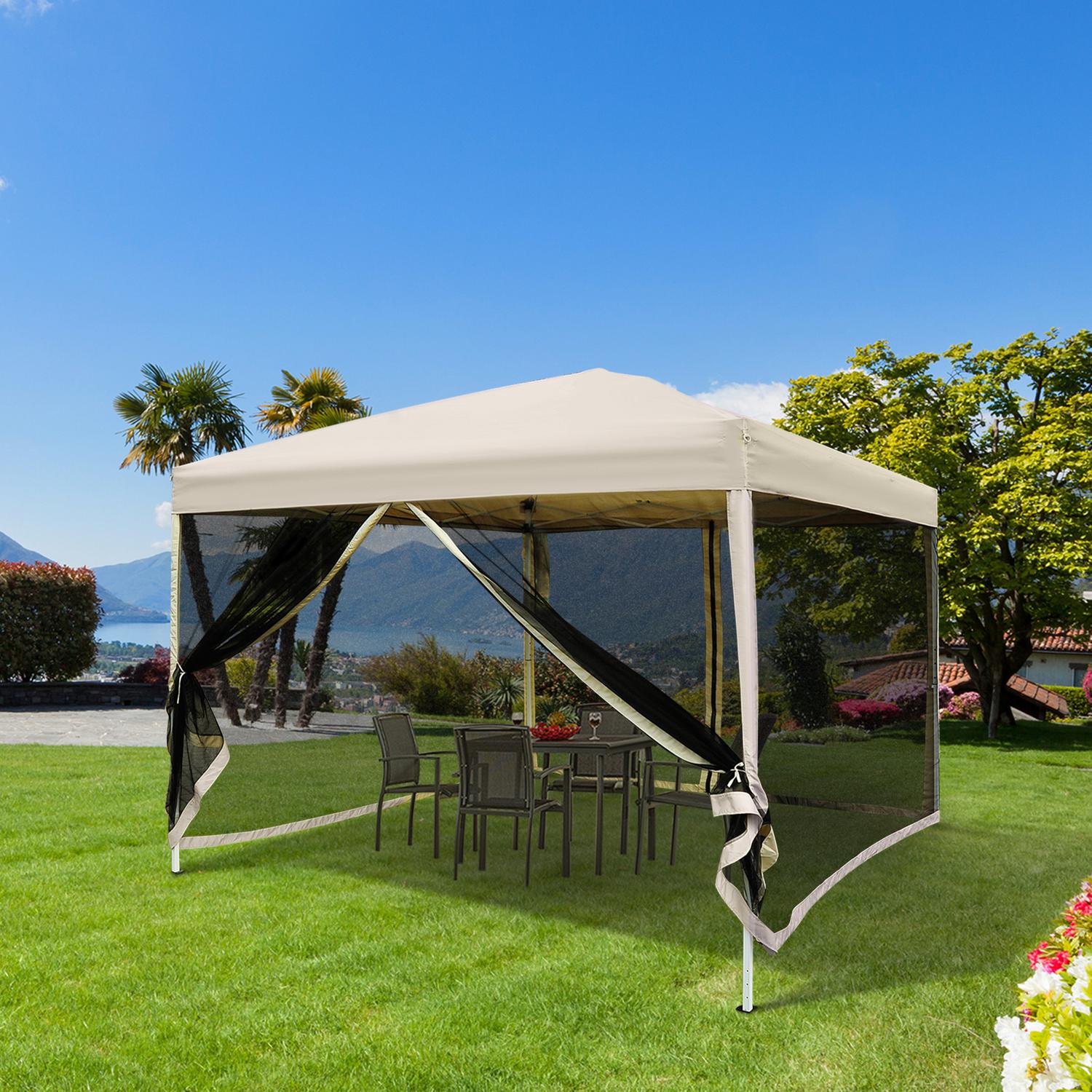 Hopfällbart Gazebo-tält med sidoväggar, Bärväska, 3x3M Beige