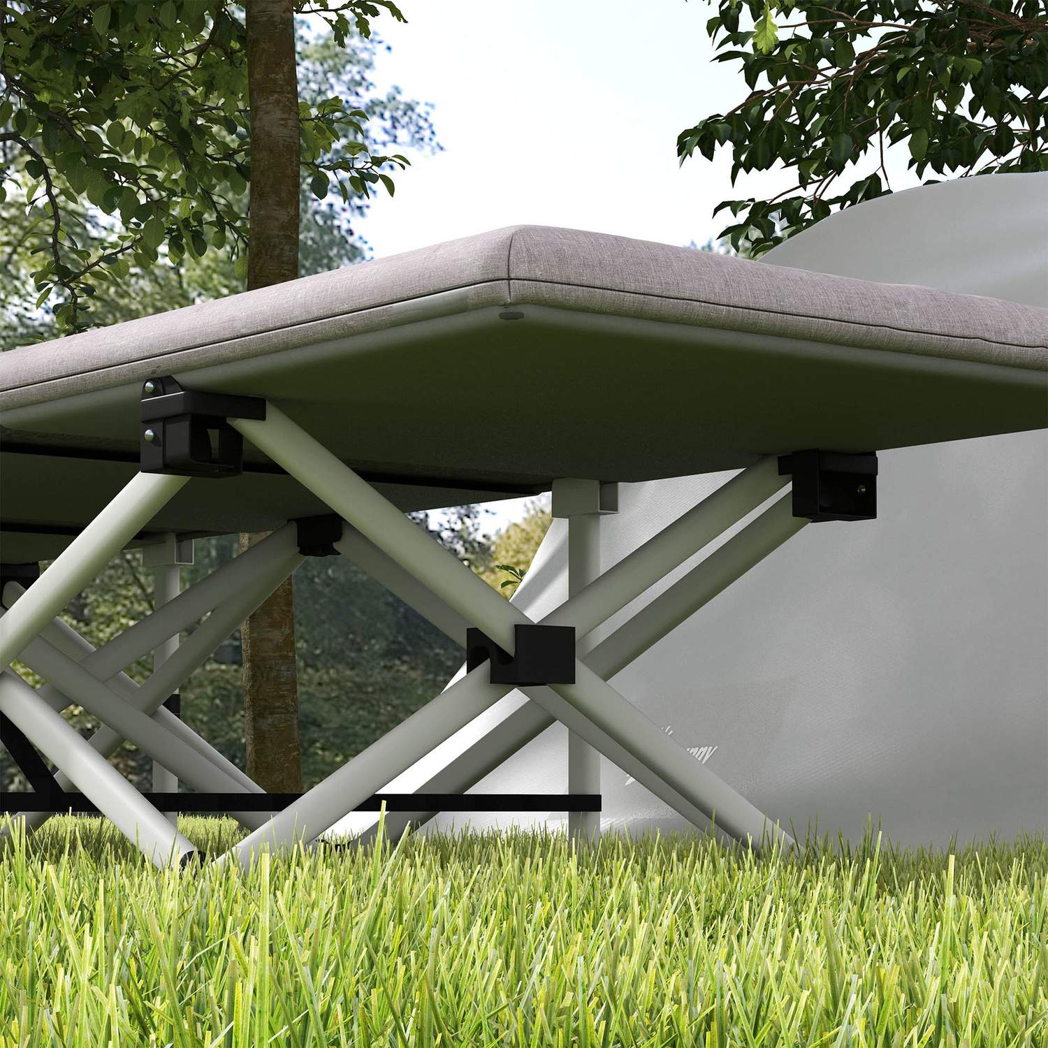 Hopfällbar tältsäng, Oxford Grey – 200 kg Kapacitet, 200x65x42cm