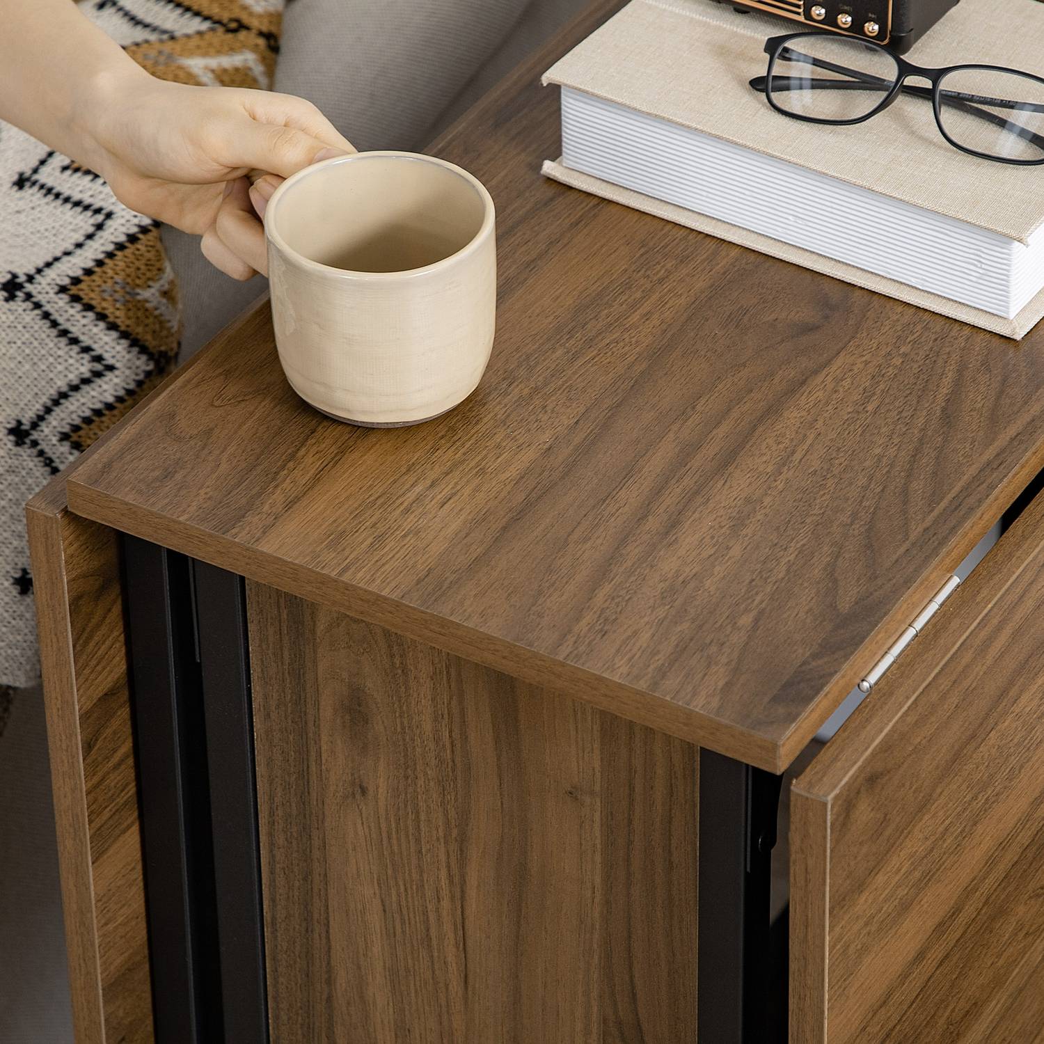 Hopfällbart matbord för 6, Kompakt & Mobilt, Ljusbrunt