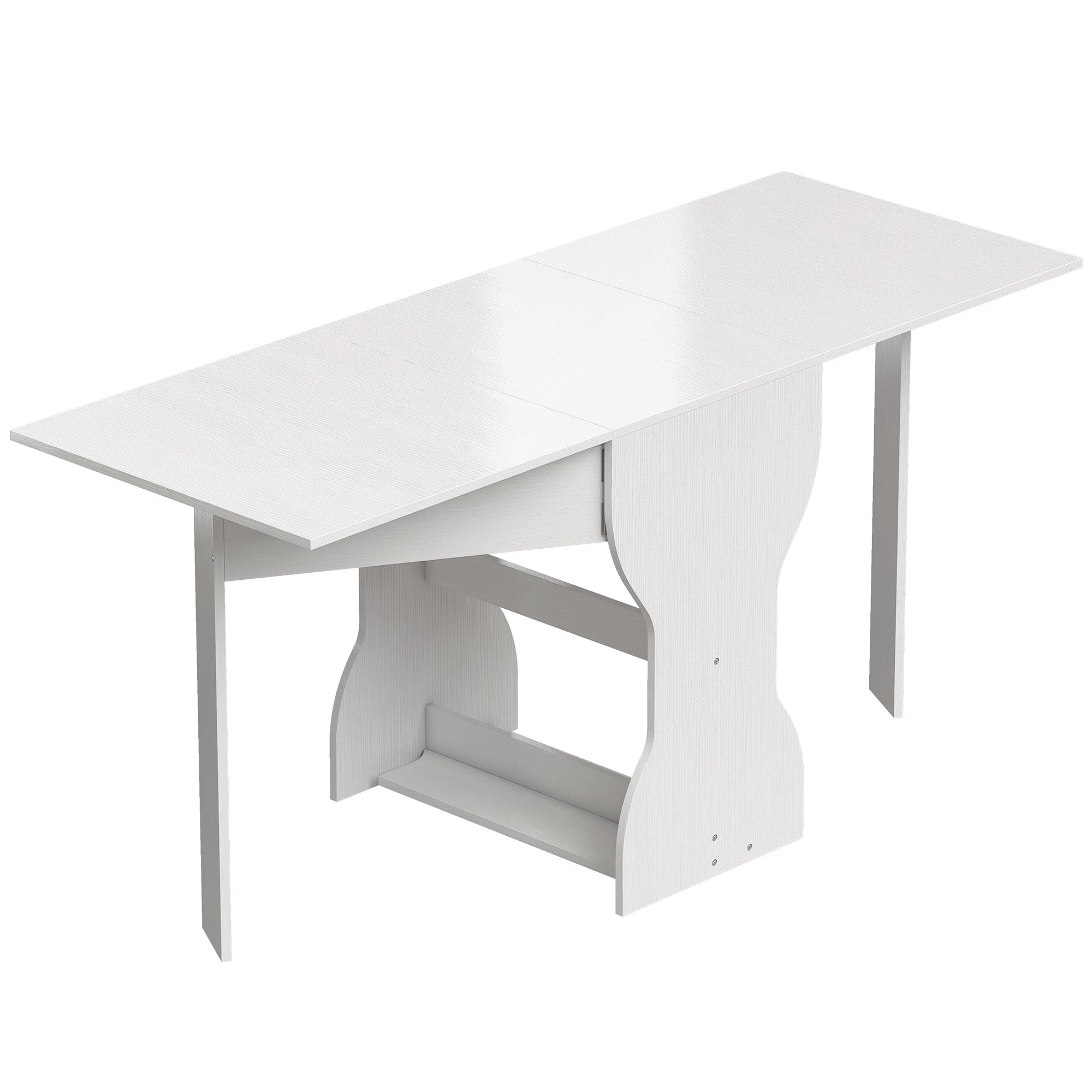 Hopfällbart matbord med förvaring, plats för 2-4, vit, 160x60x75 cm