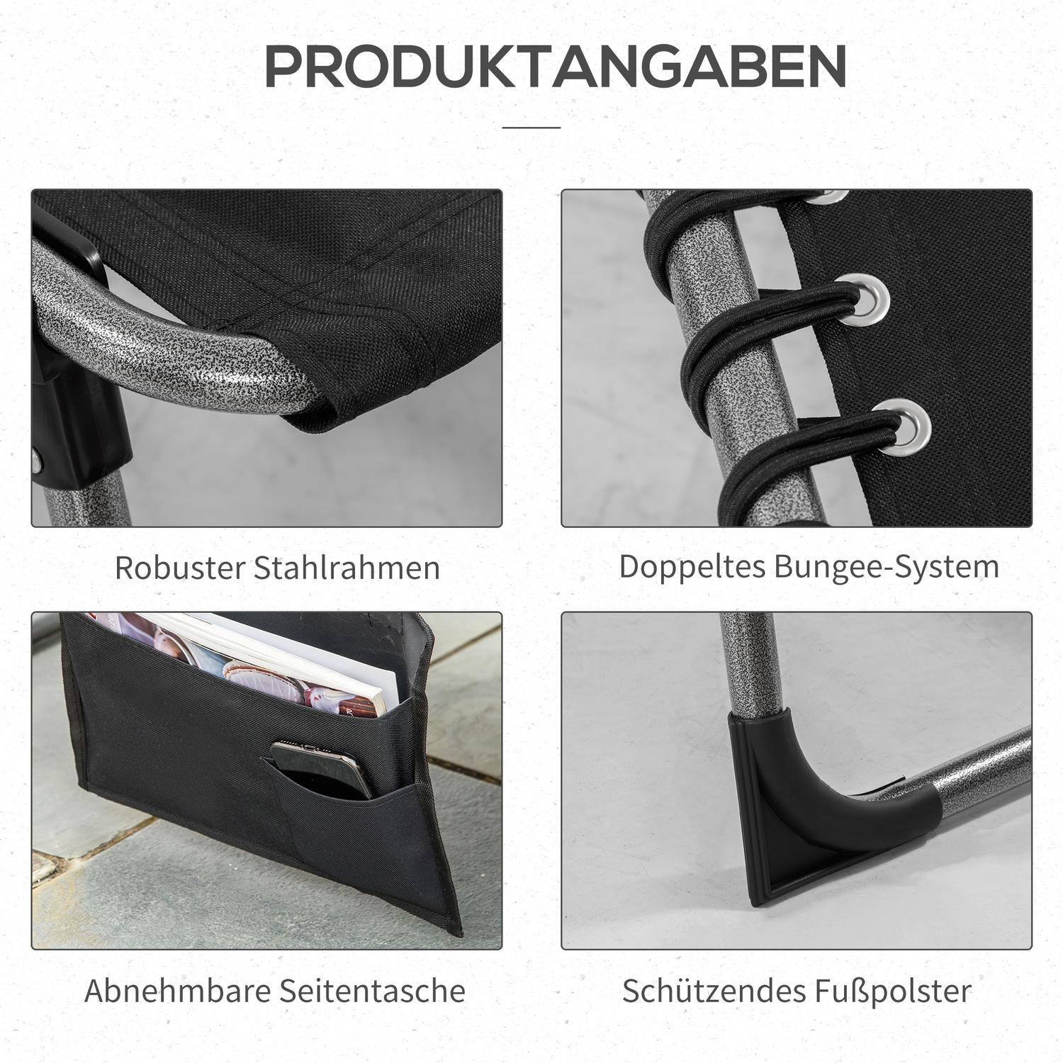 Hopfällbar trädgårdssolstol med kudde, justerbart ryggstöd