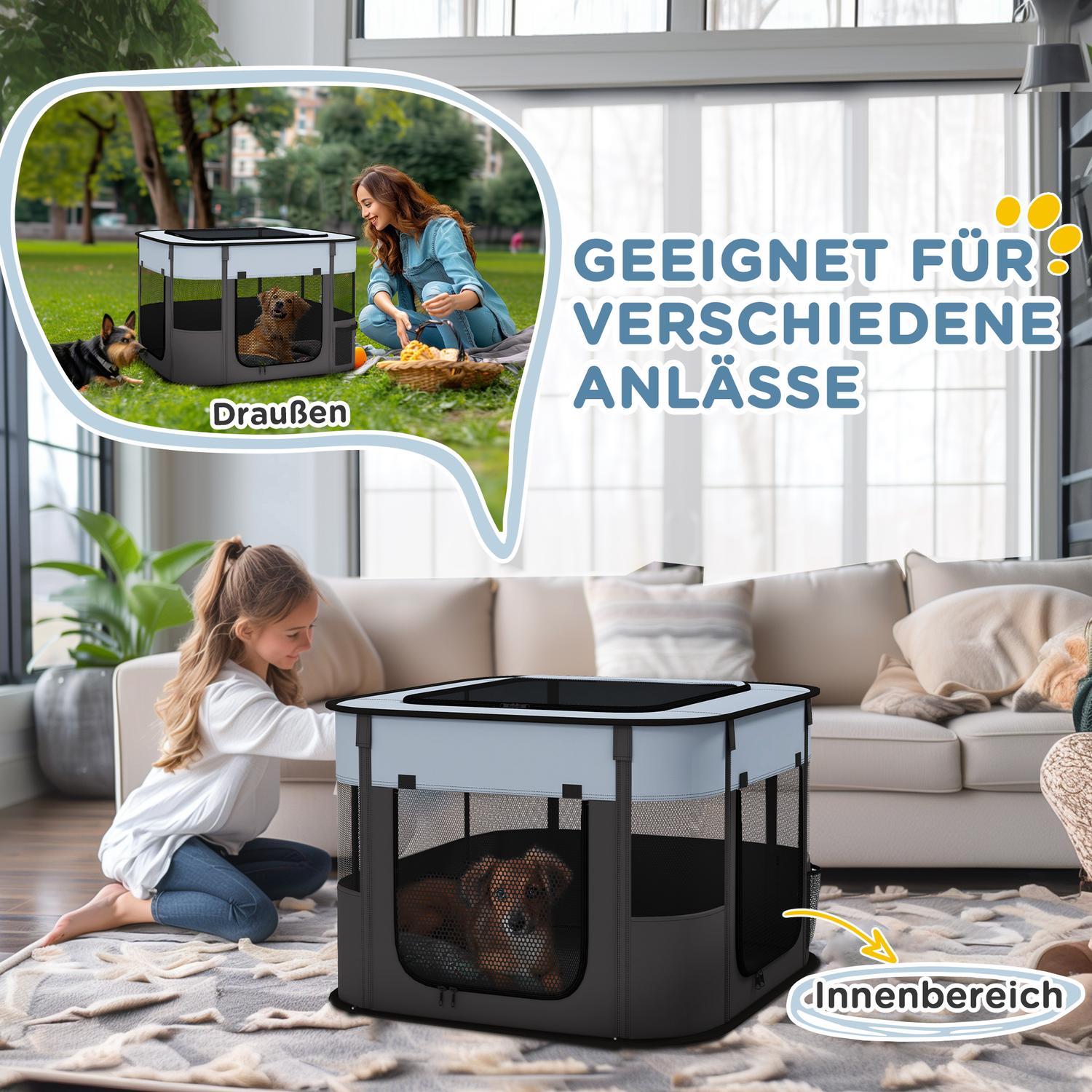 Hopfällbar valplekhage med dörrar för små hundar, inomhus/utomhus