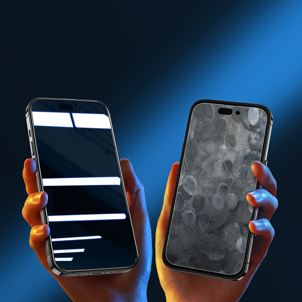 Härdat glas för iPhone 14 Pro med Anti-Spy filter för hela skärmen med en transparent ram